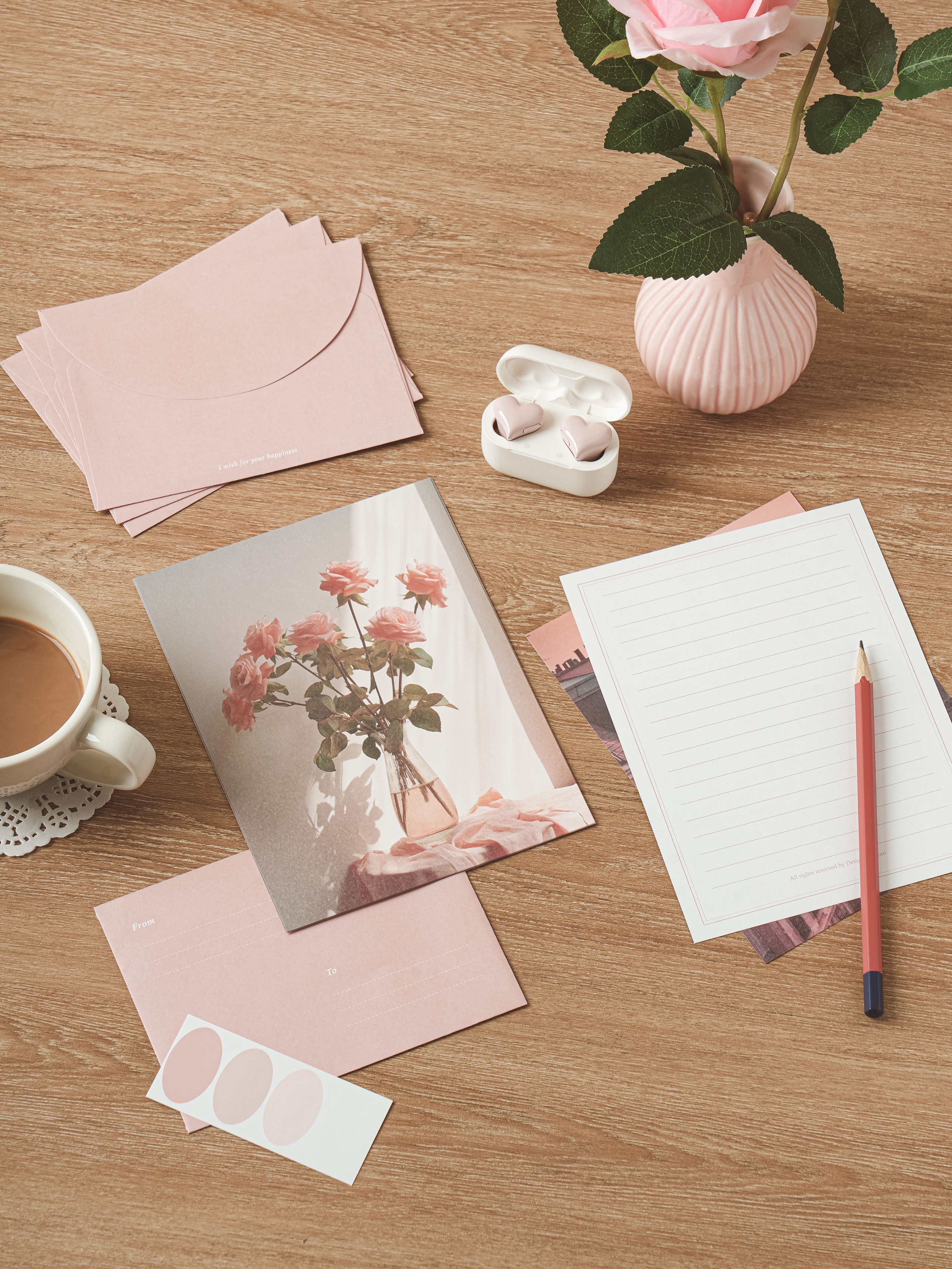 Emotional letter set 4 sets pink