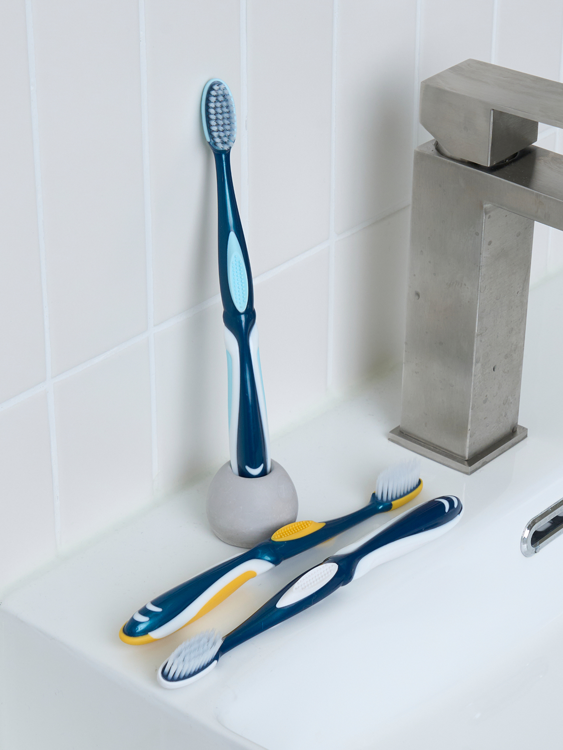 3 embossed double fine bristle toothbrushes