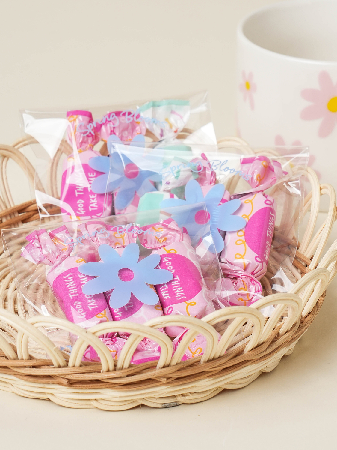 Spring flower cooking packaging bag 8 x 9 cm, 70 sheets