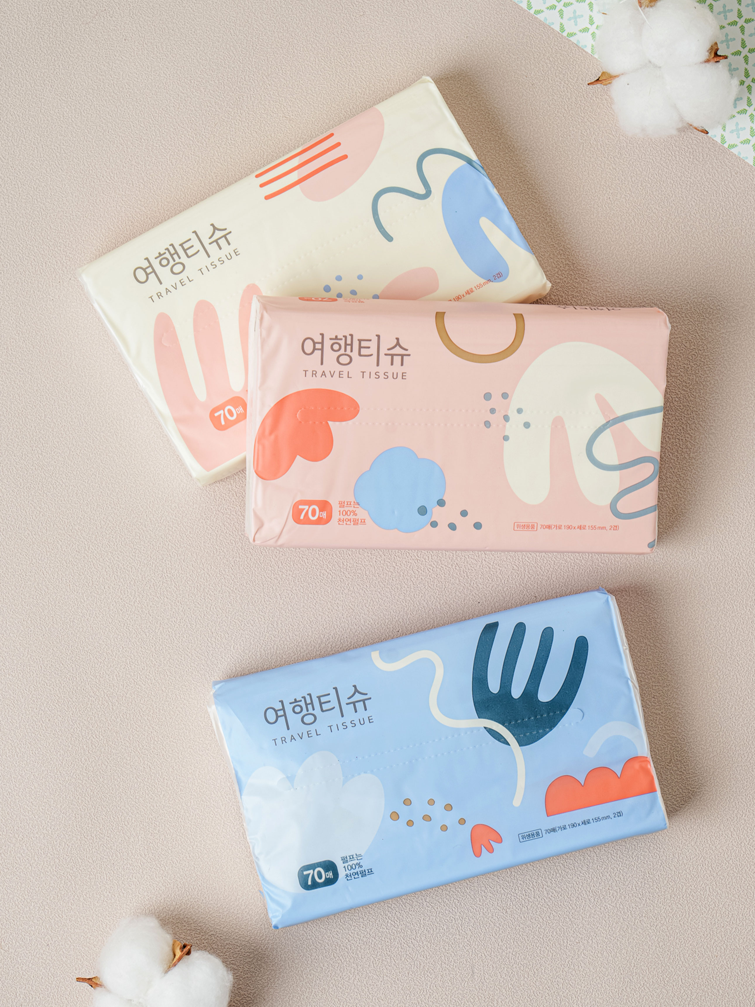 Travel tissue 2-ply, 70 sheets x 3 pieces