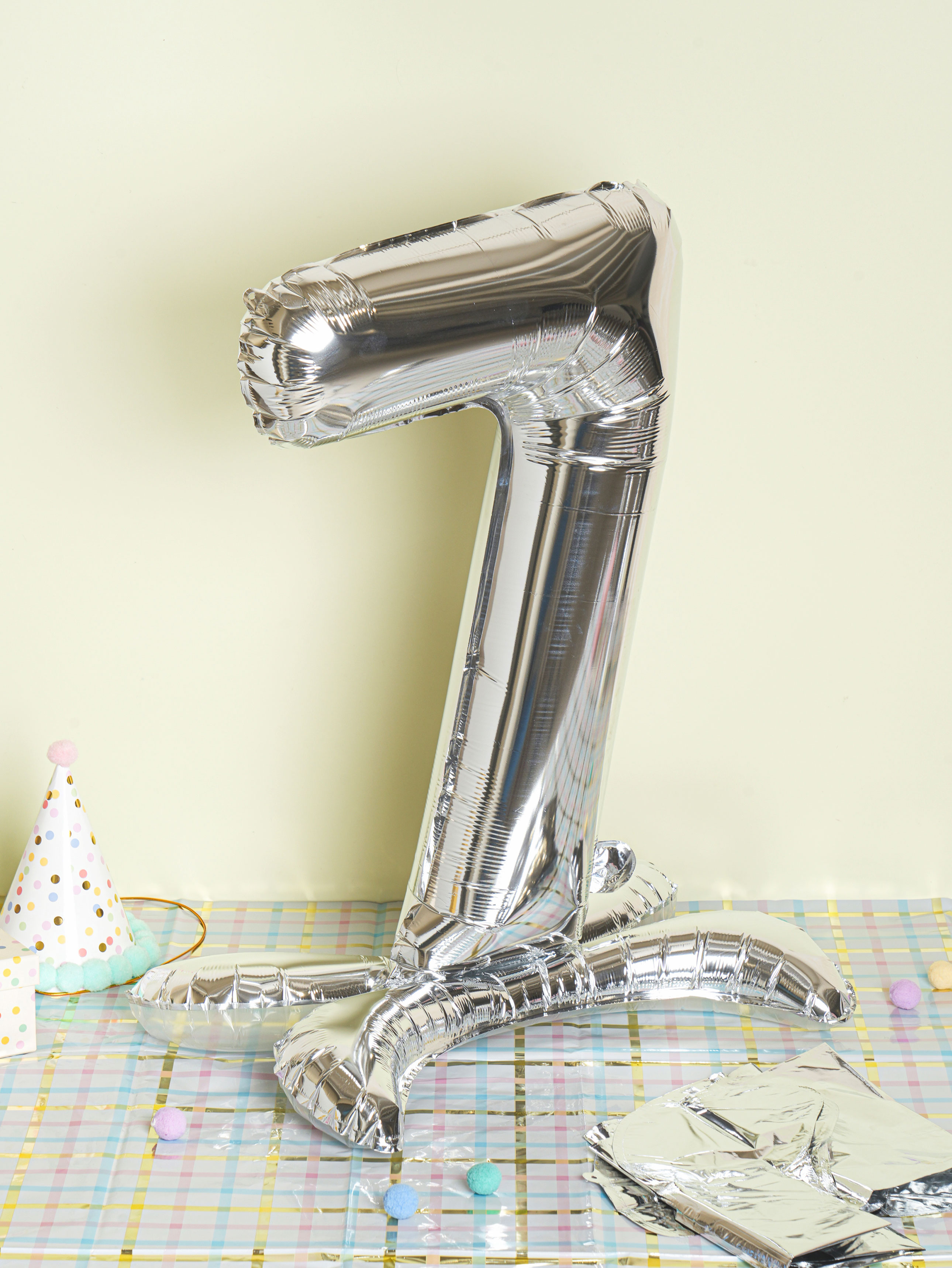 Silver Metallic Standing Number Balloon 7