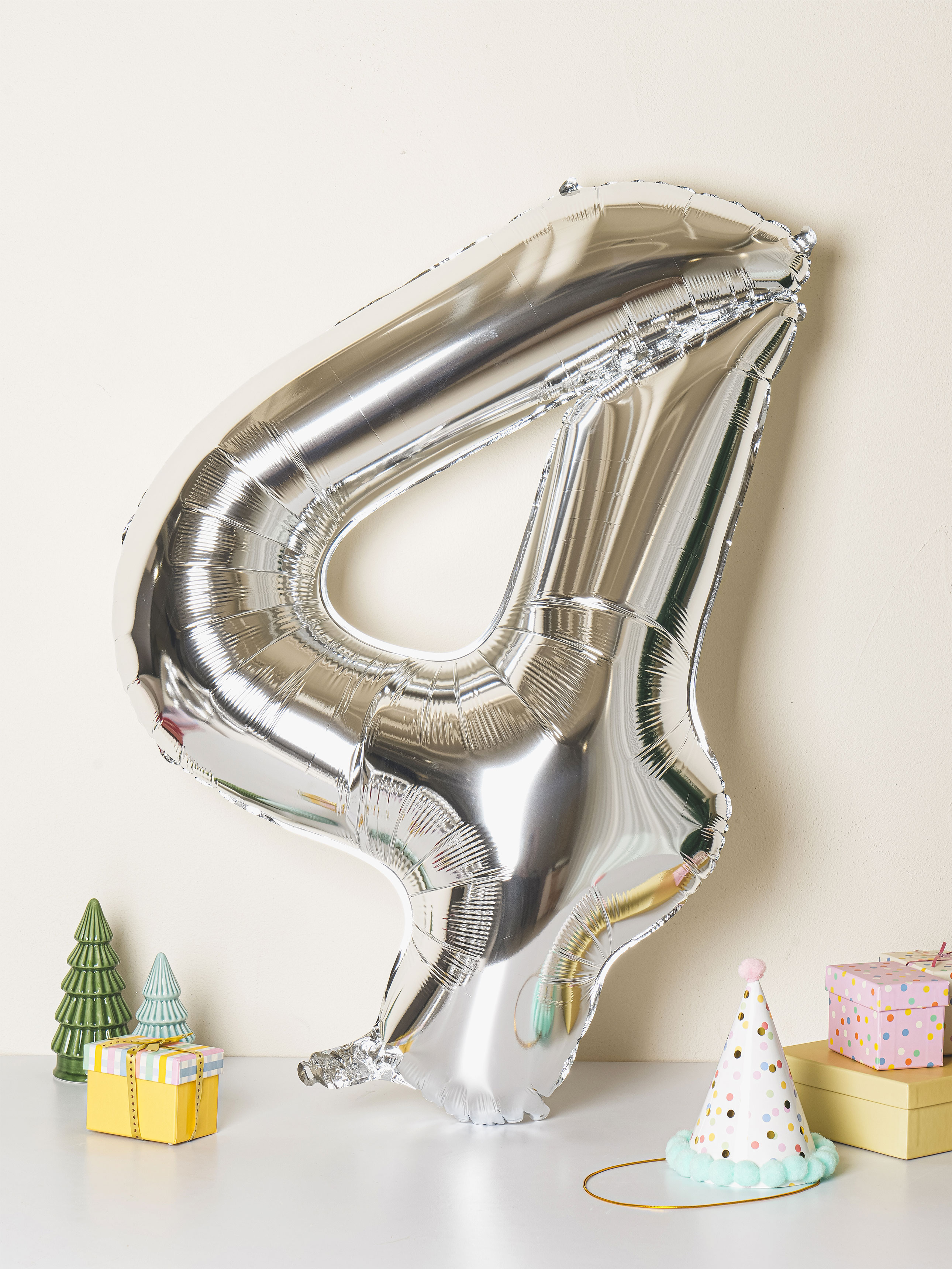 Large Silver Number Balloon 4