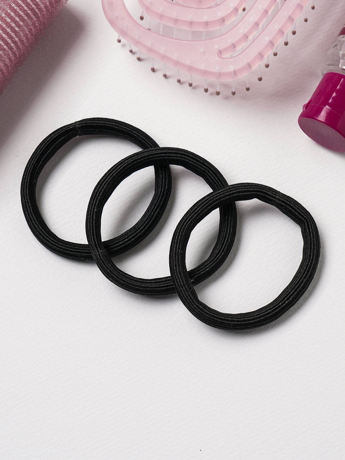 Round solid color no-tip rubber band (black) (3P)