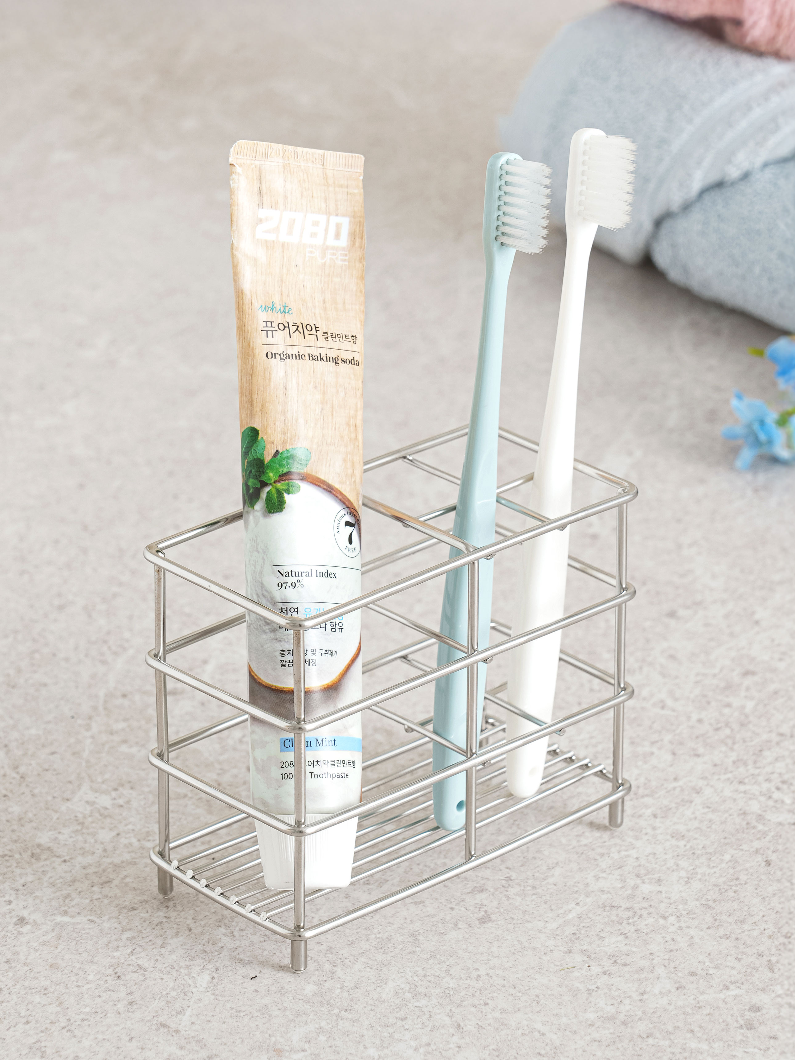 Stainless Steel Toothbrush Toothpaste Stand