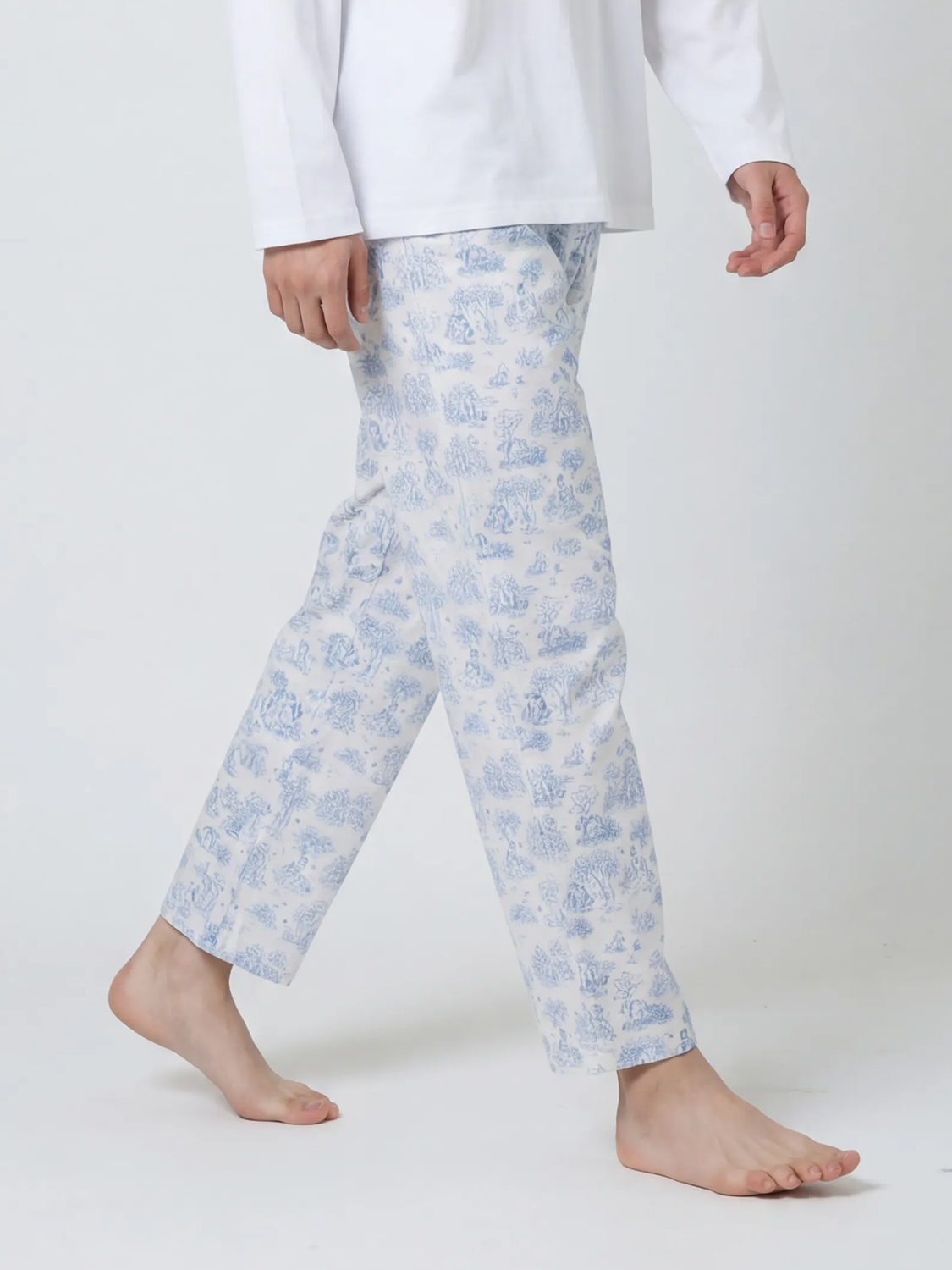 [Common]Pattern Pajamas 9/4 Bottoms M Blue