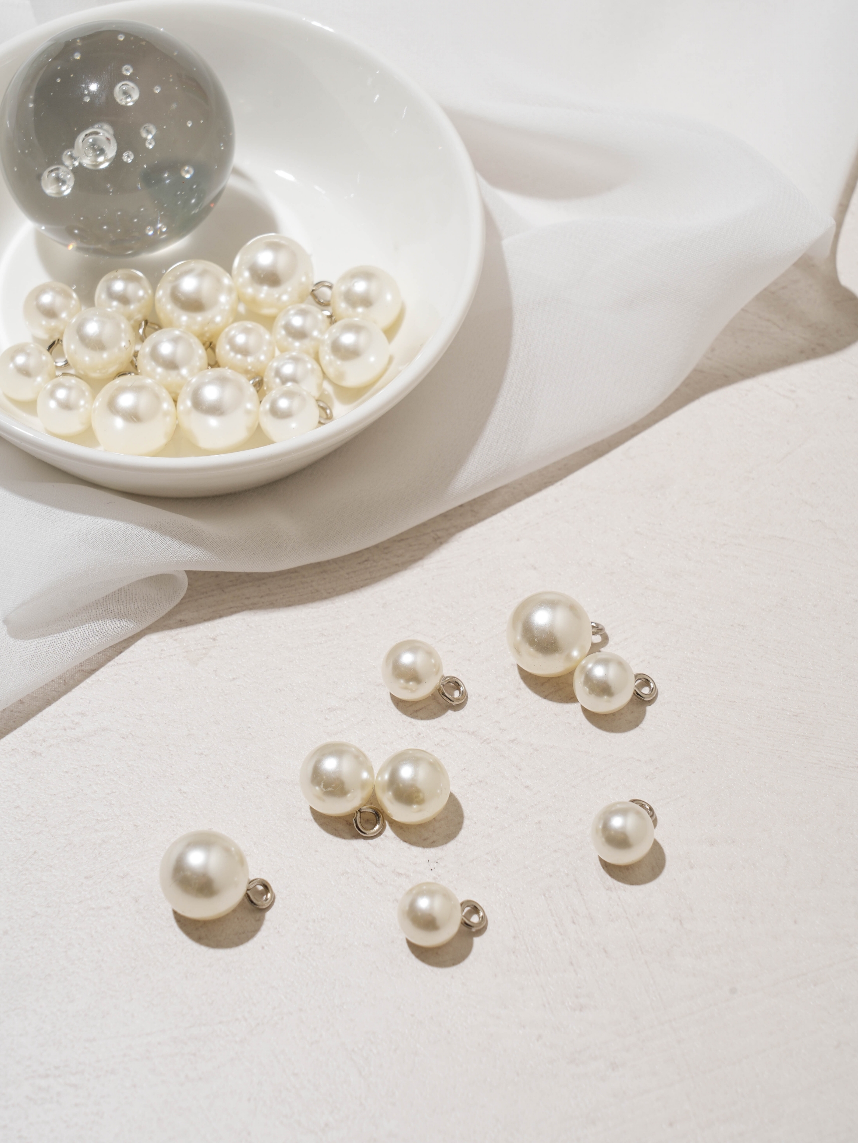Pearl shaped buttons 10mmX4 pieces/12mmX2 pieces/14mmX2 pieces