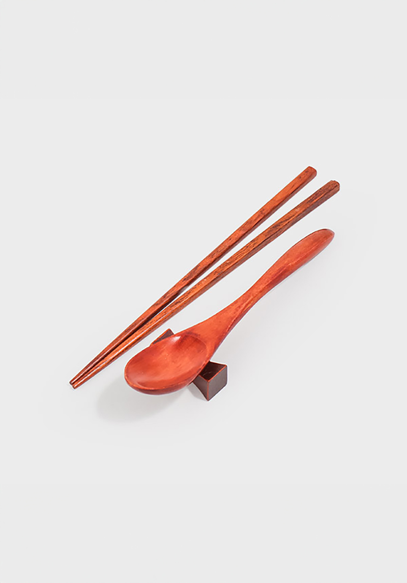 Oak wood spoon & saucer set