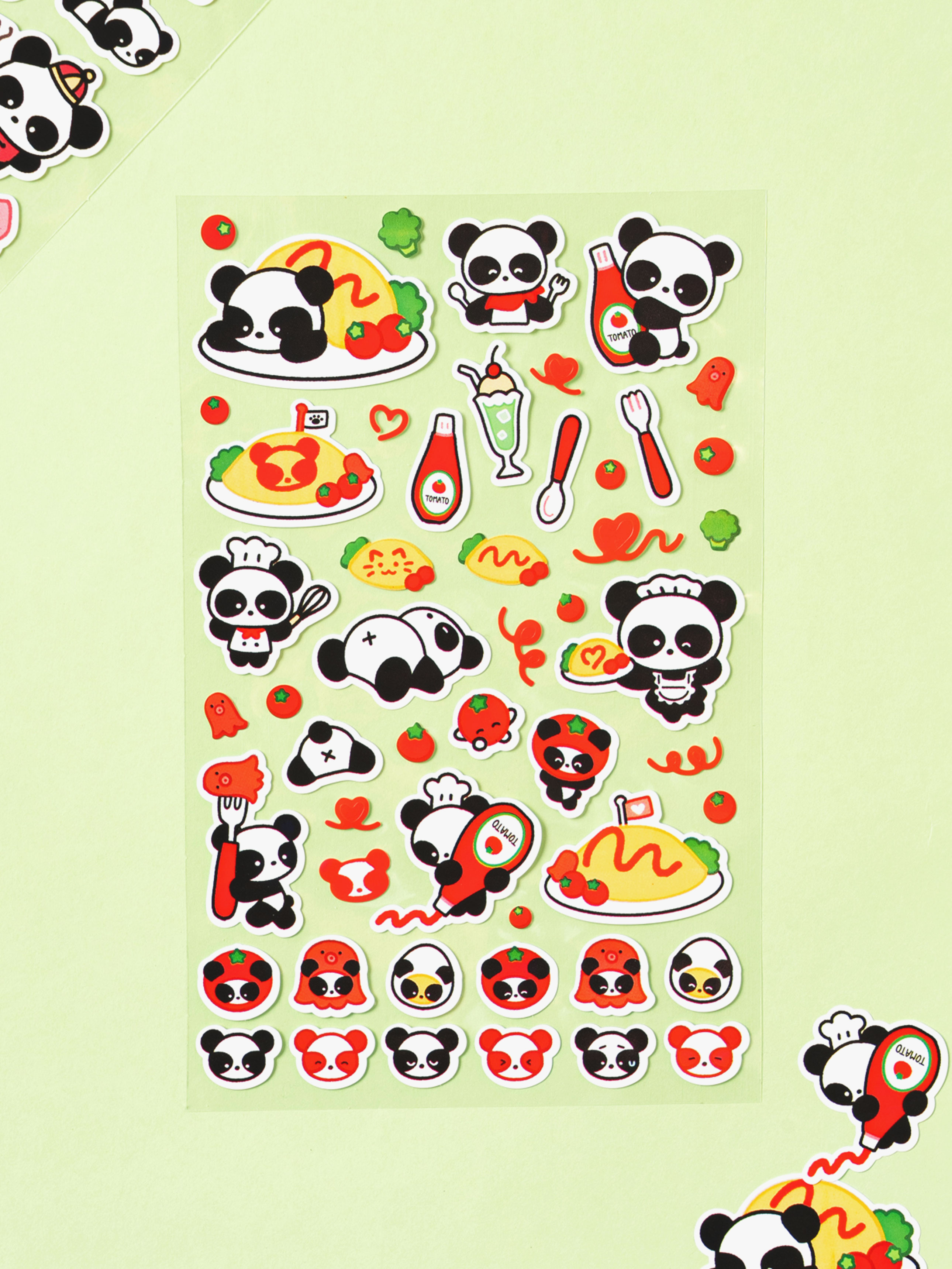 4 pieces of Omelet Rice Panda stickers
