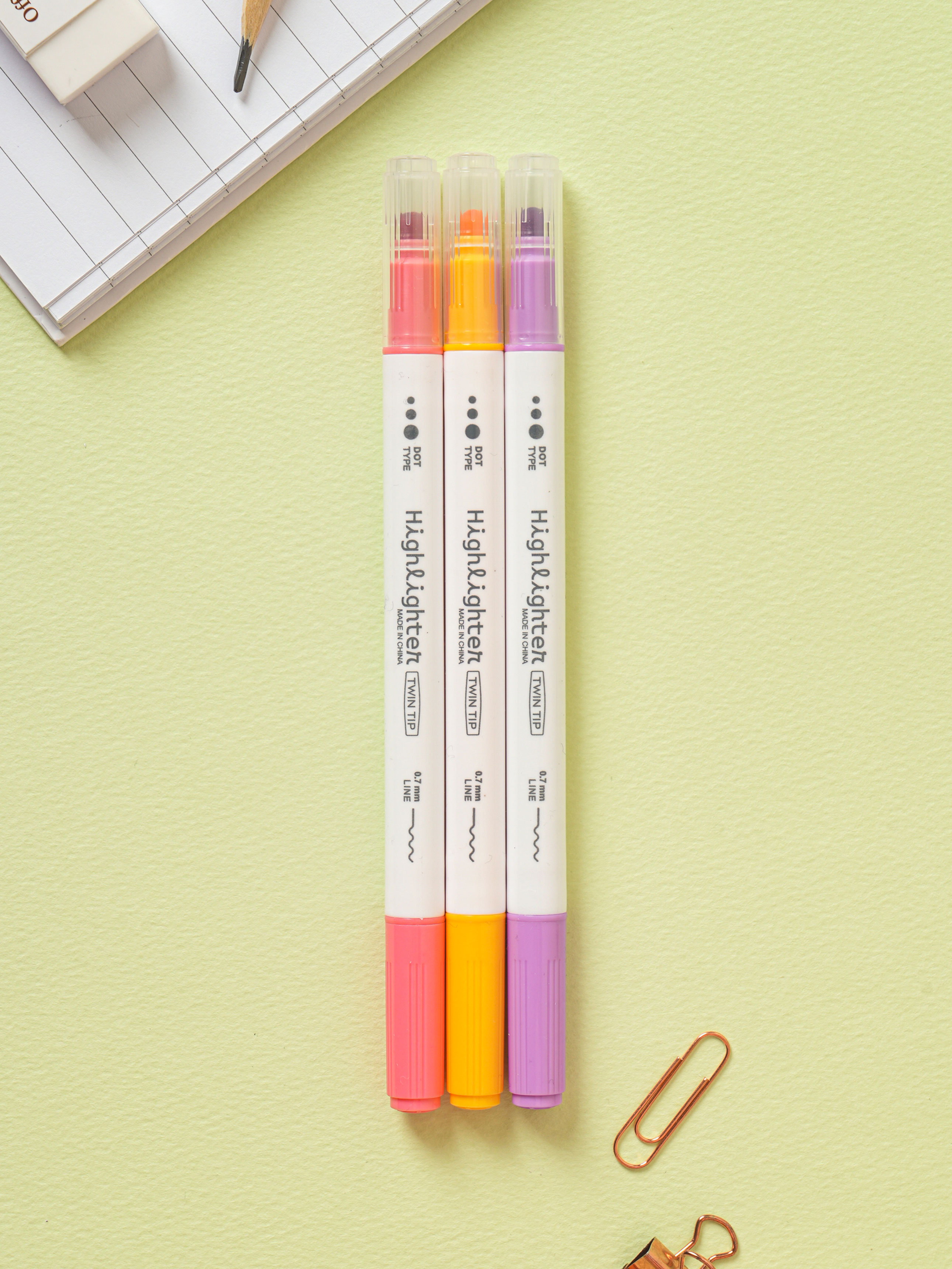 Dot twin highlighter 3 pcs red series