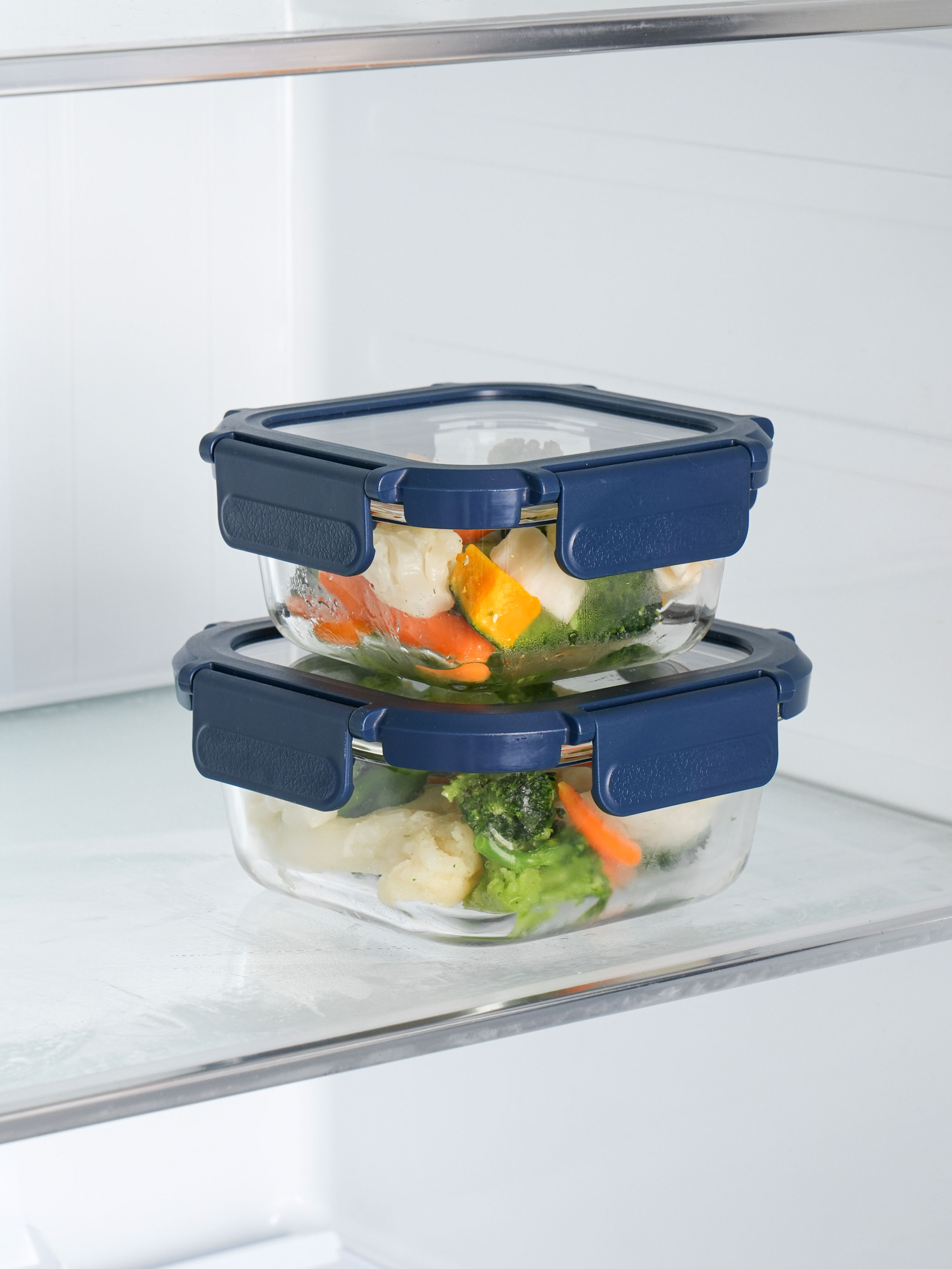 Blue edge heat-resistant glass cupboard square 300 ml