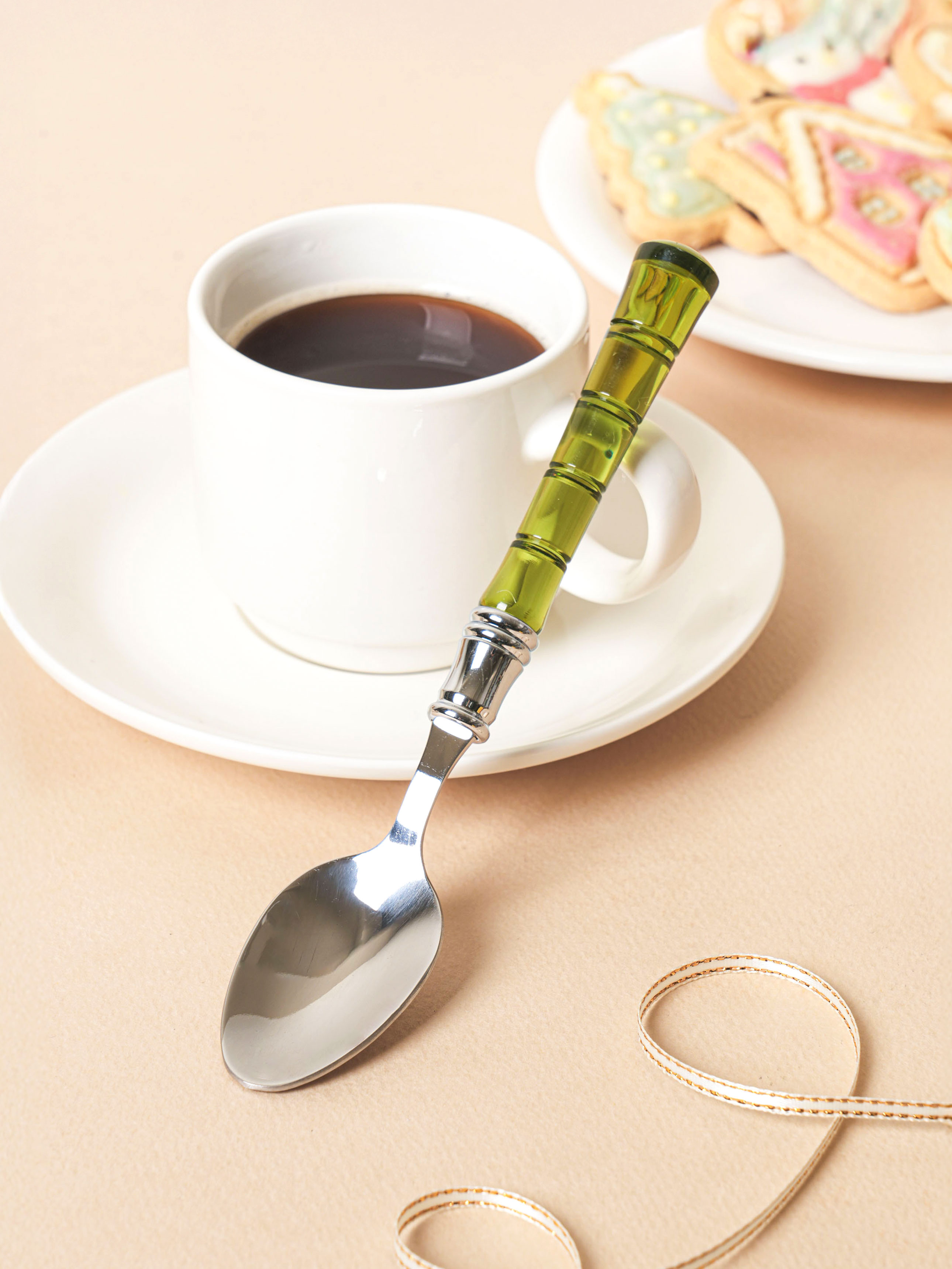 Bamboo shape handle dessert spoon 16 cm