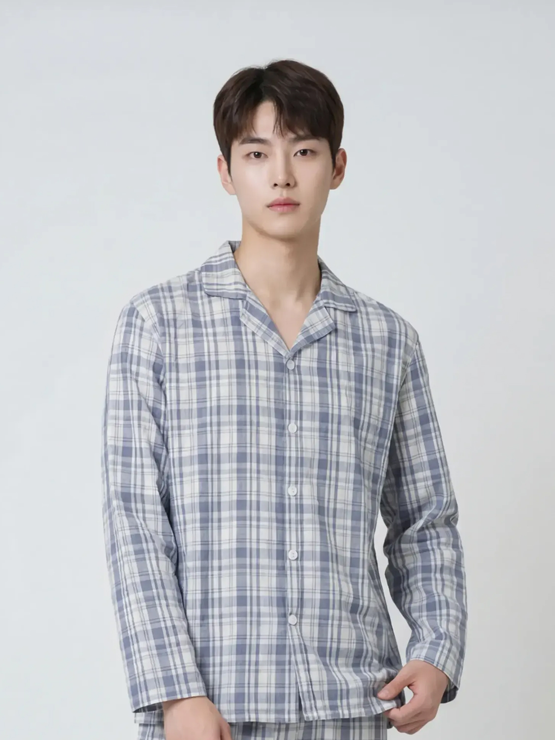 [Common] Cotton blend pajama top XL blue