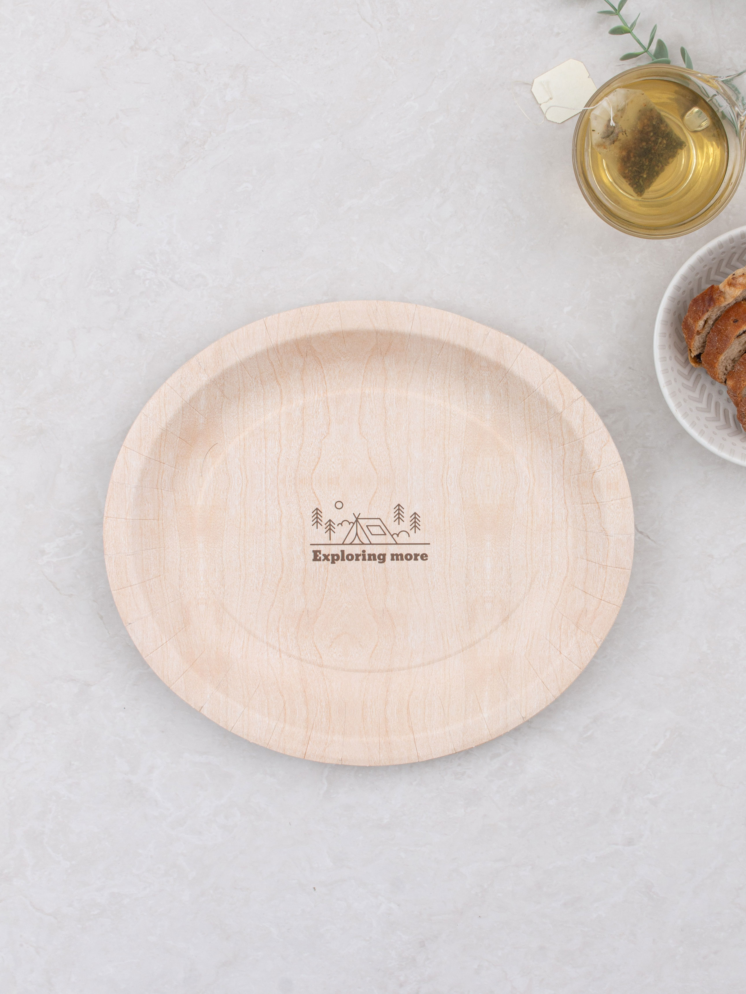 Wood design oval paper plate 26