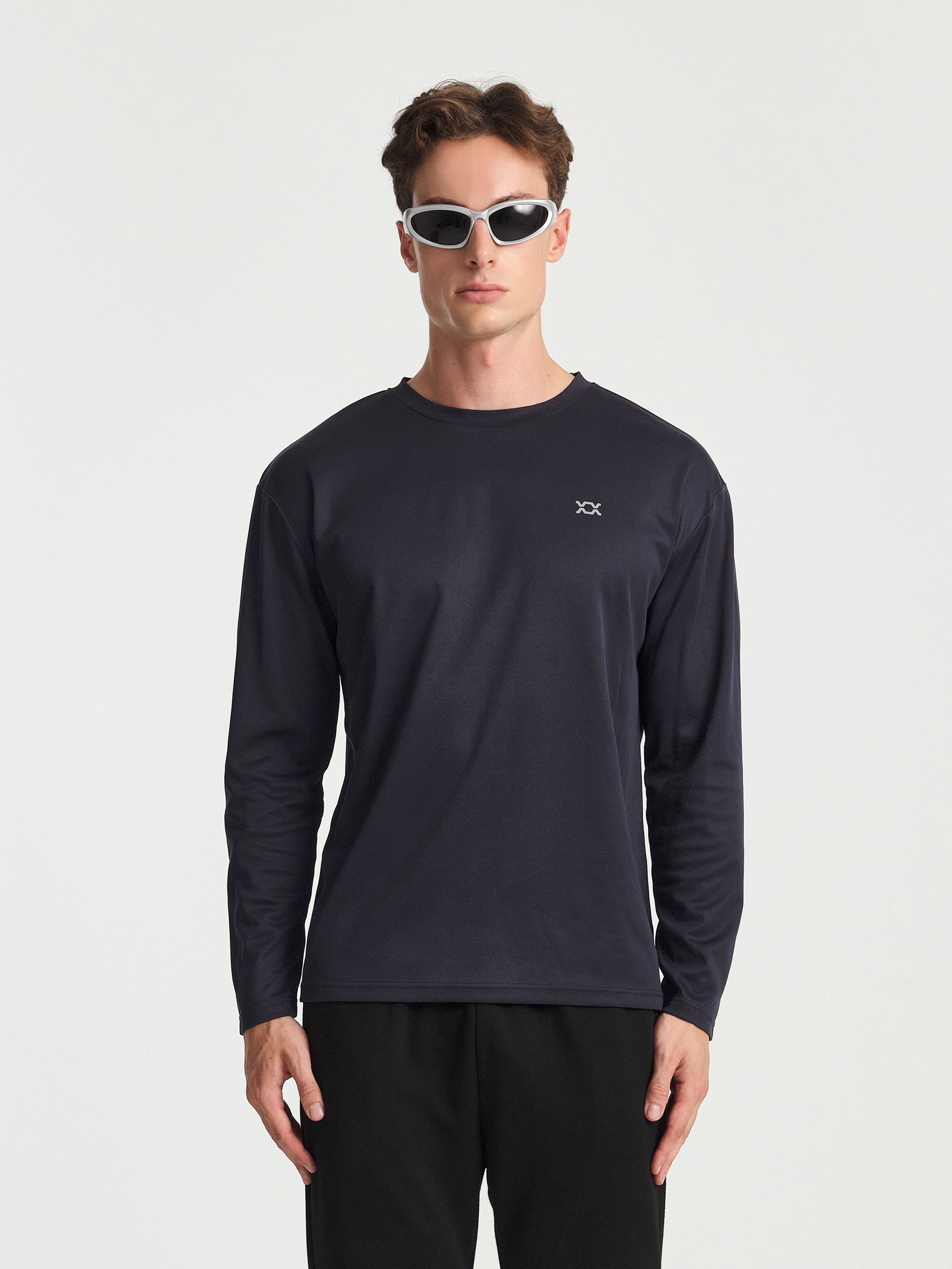[Common]REXY Mesh Long Sleeve T-Shirt M/L/XL Navy