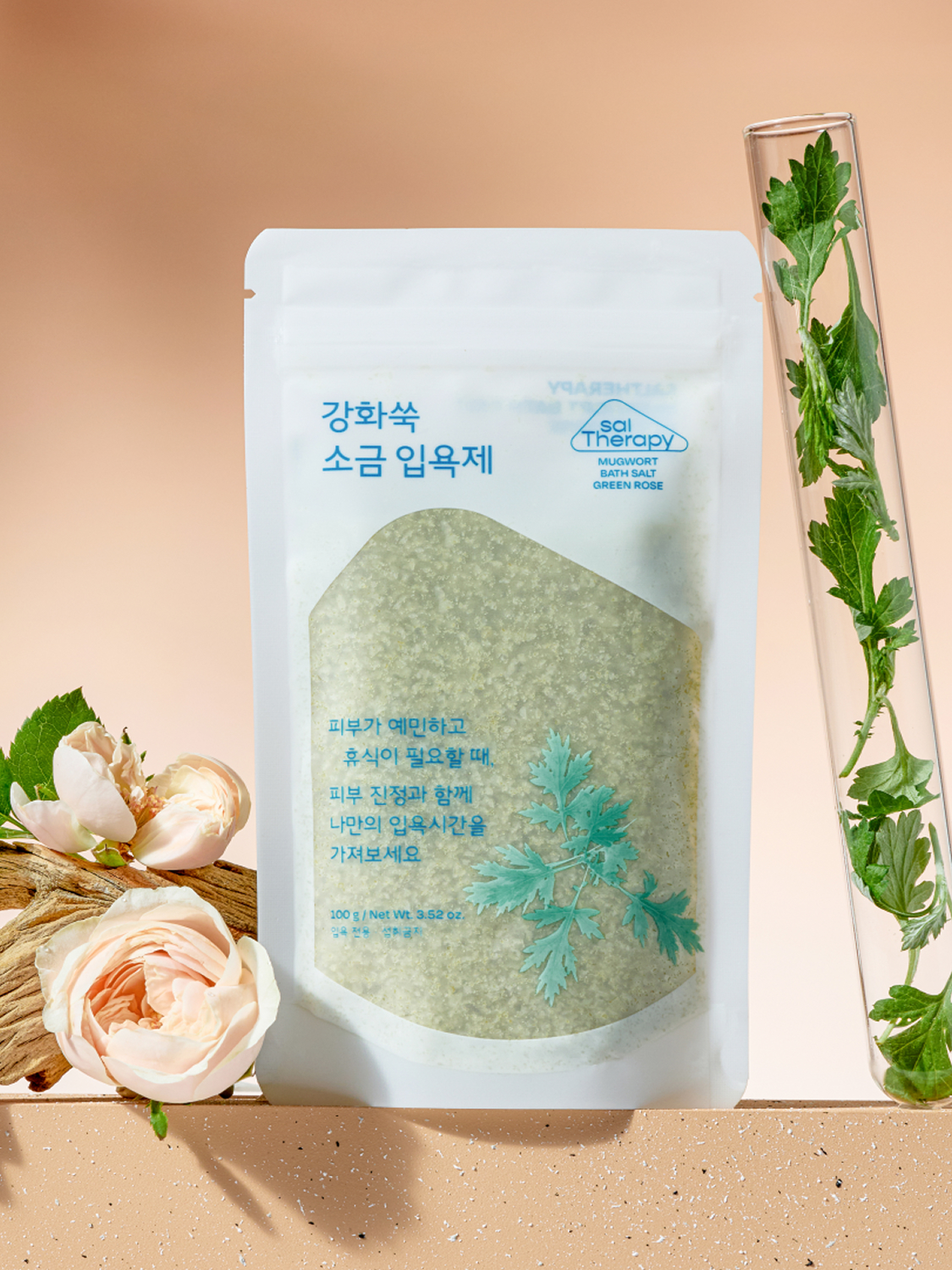 Sol Therapy Enhanced Mugwort Bath Salt Green Rose 100 g