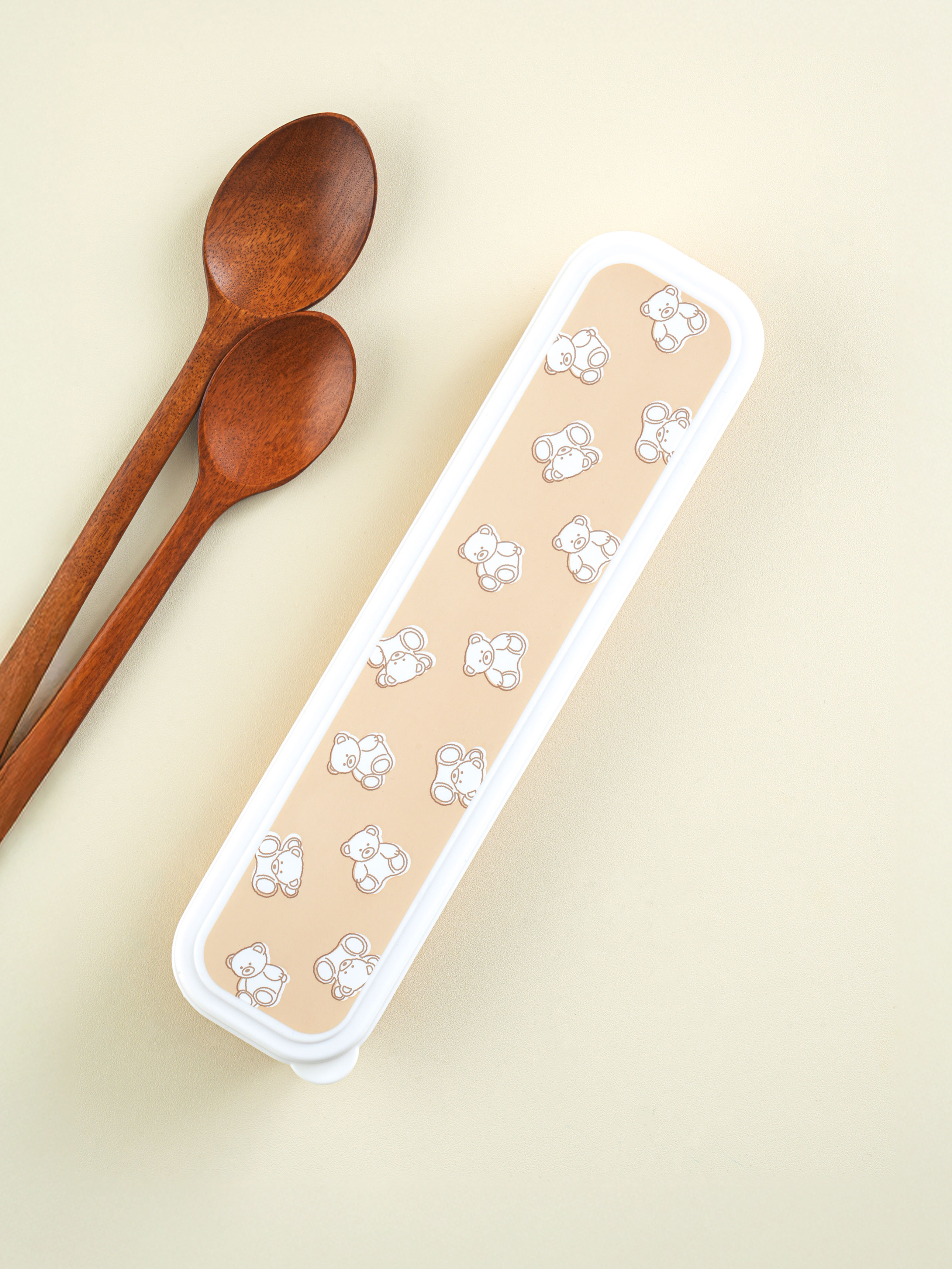 Bear cutlery case 24 cm brown