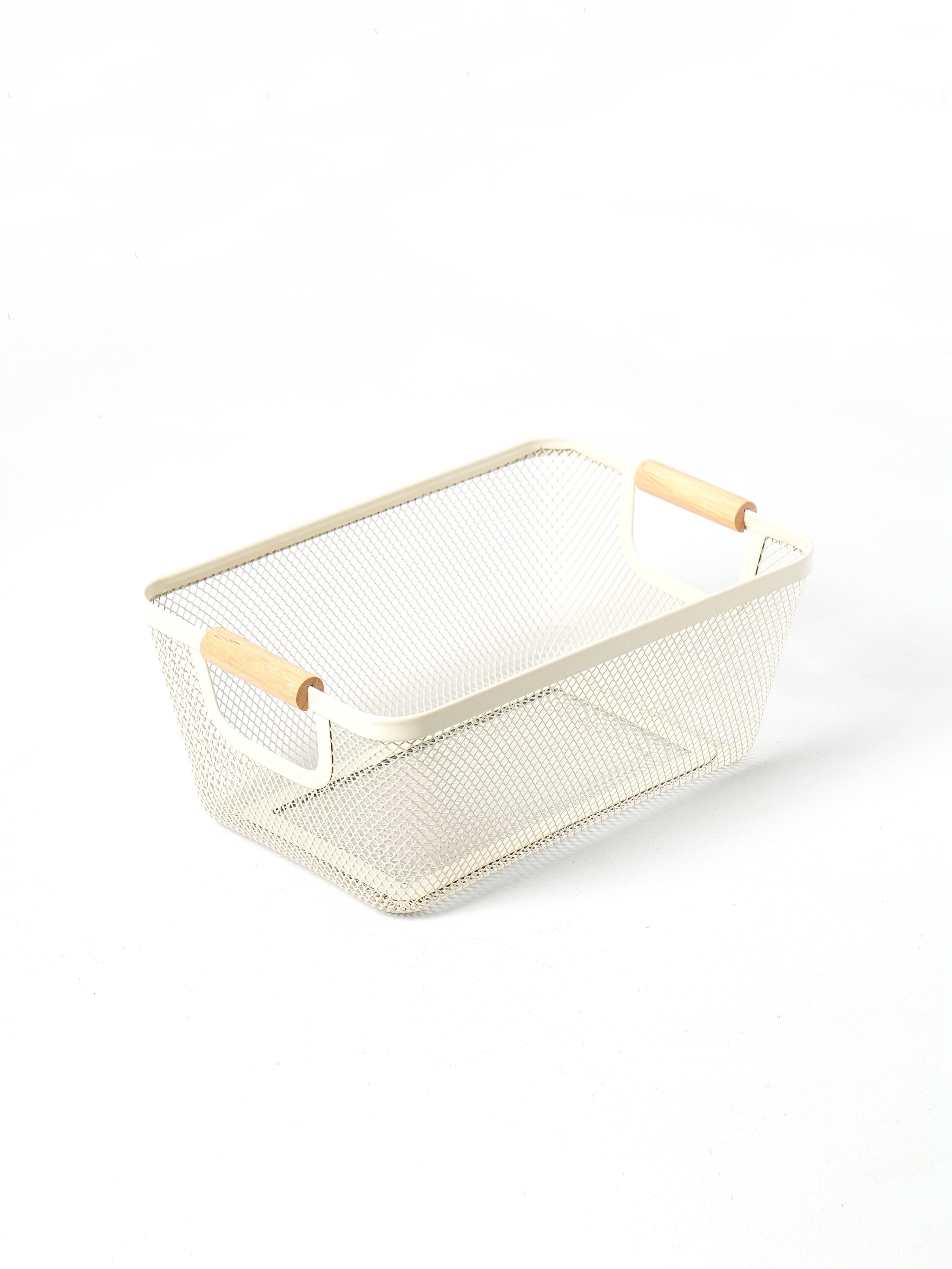 Wooden Handle Mesh Rectangular Basket Medium Size