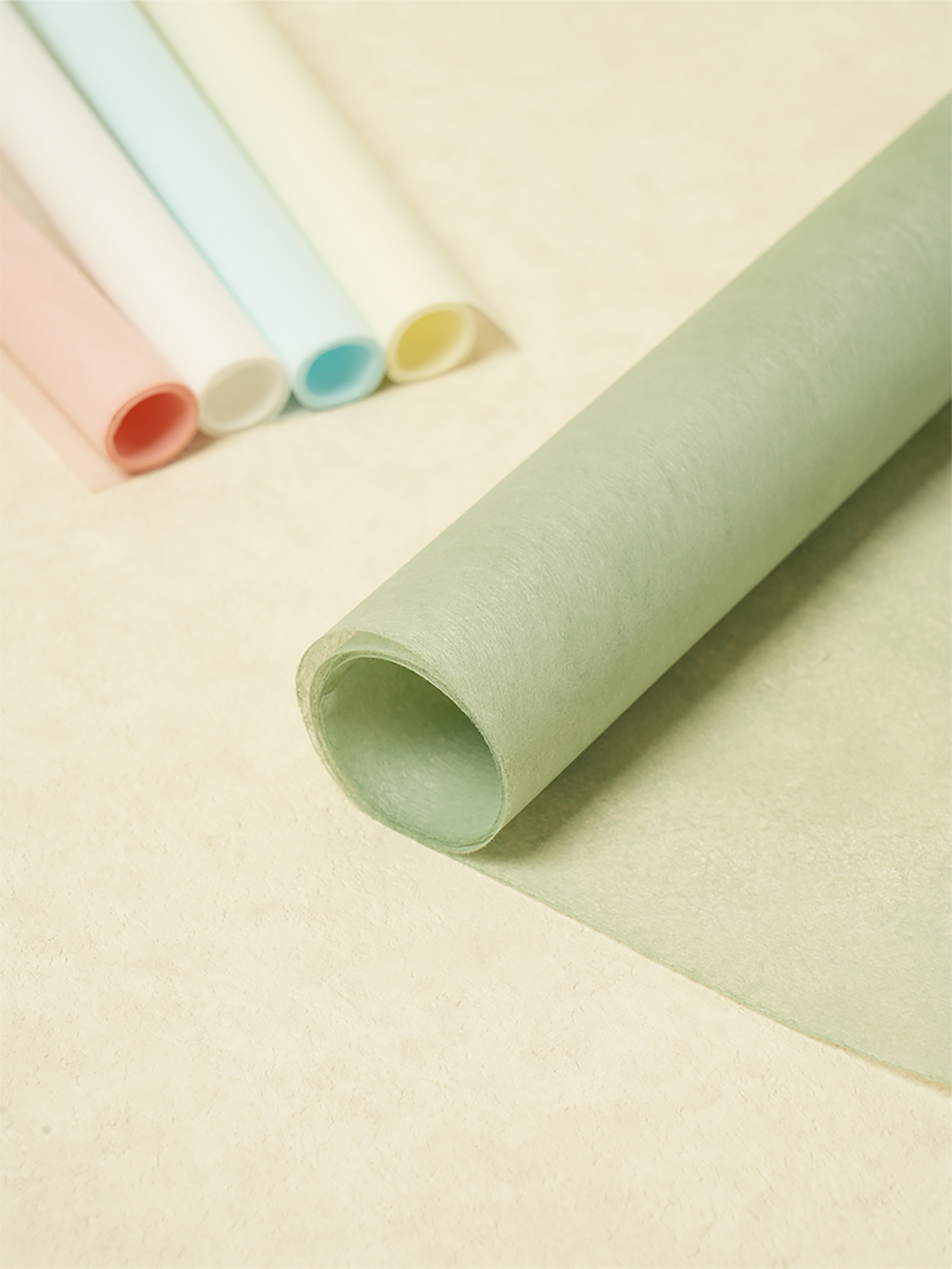 3 sheets of non-woven wrapping paper green 50X70cm