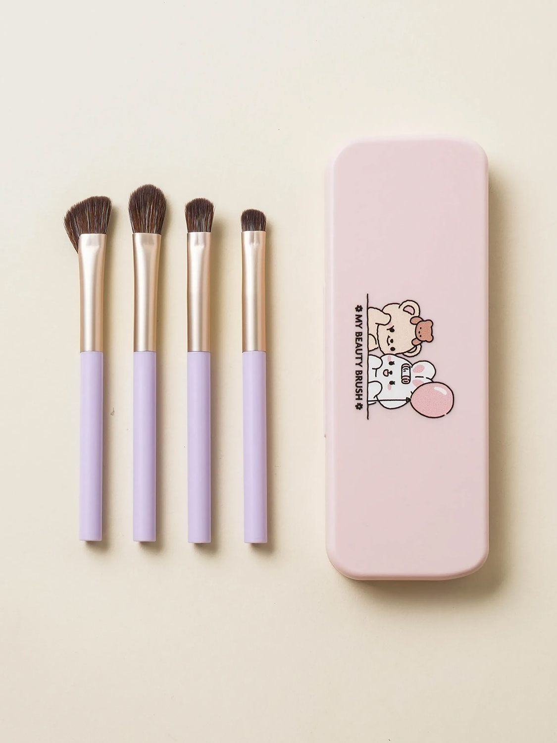 Set of 4 brushes with character mirror case