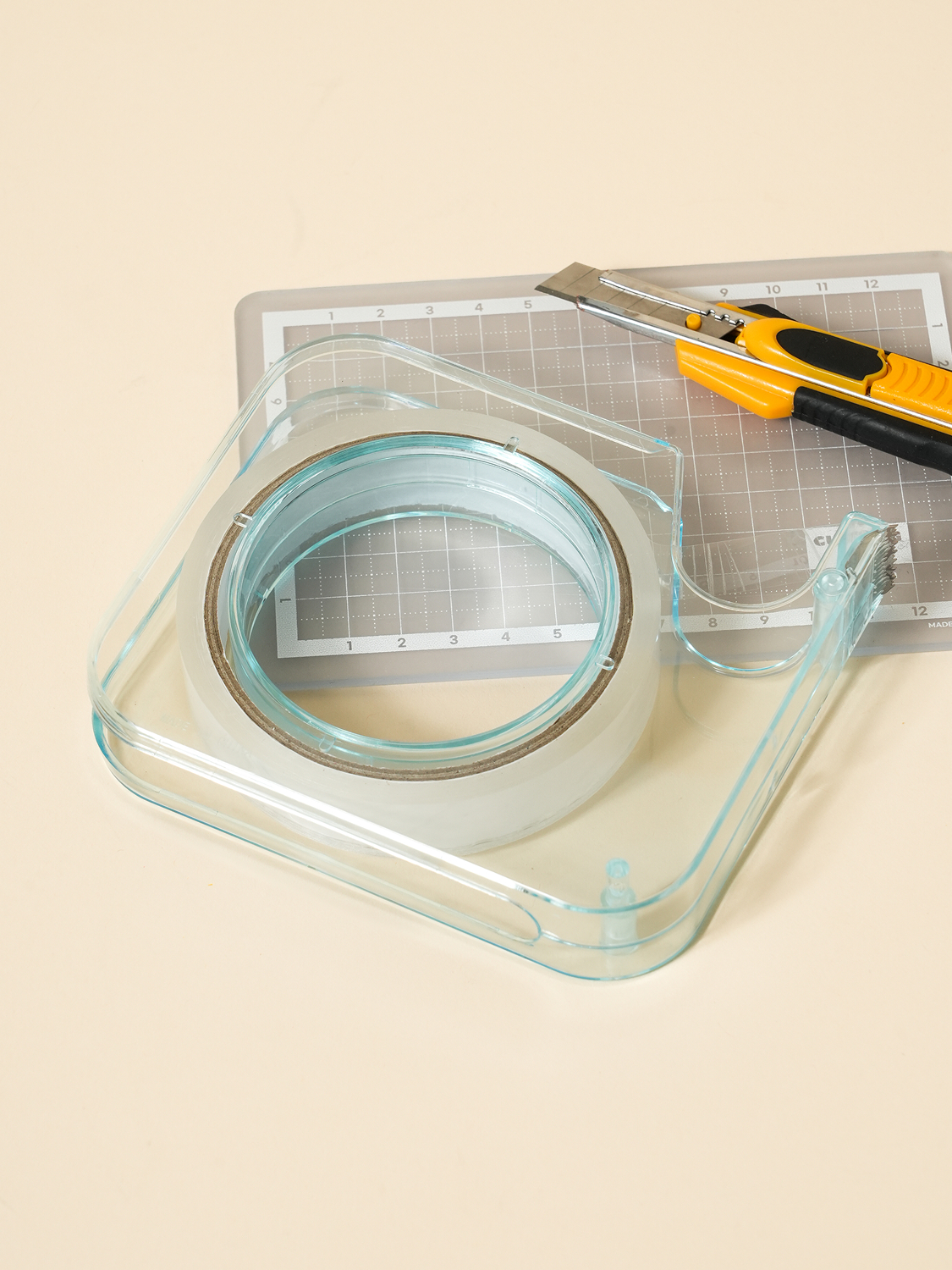 Transparent tape & cutter set 18 mm