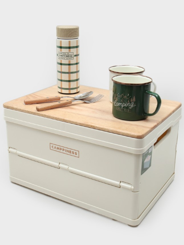 Rubber wood top for camping folding box