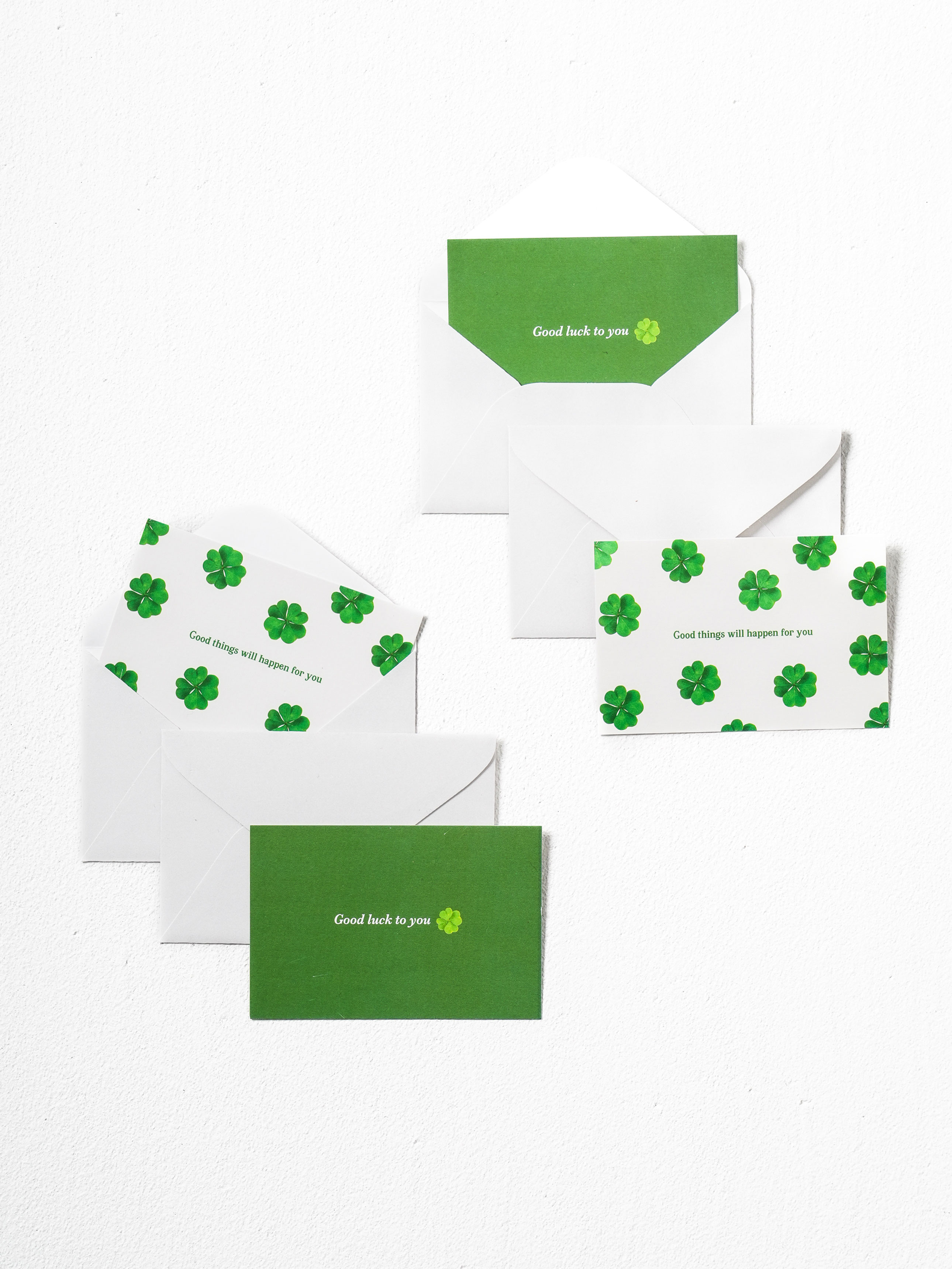 4 mini postcard cards, green