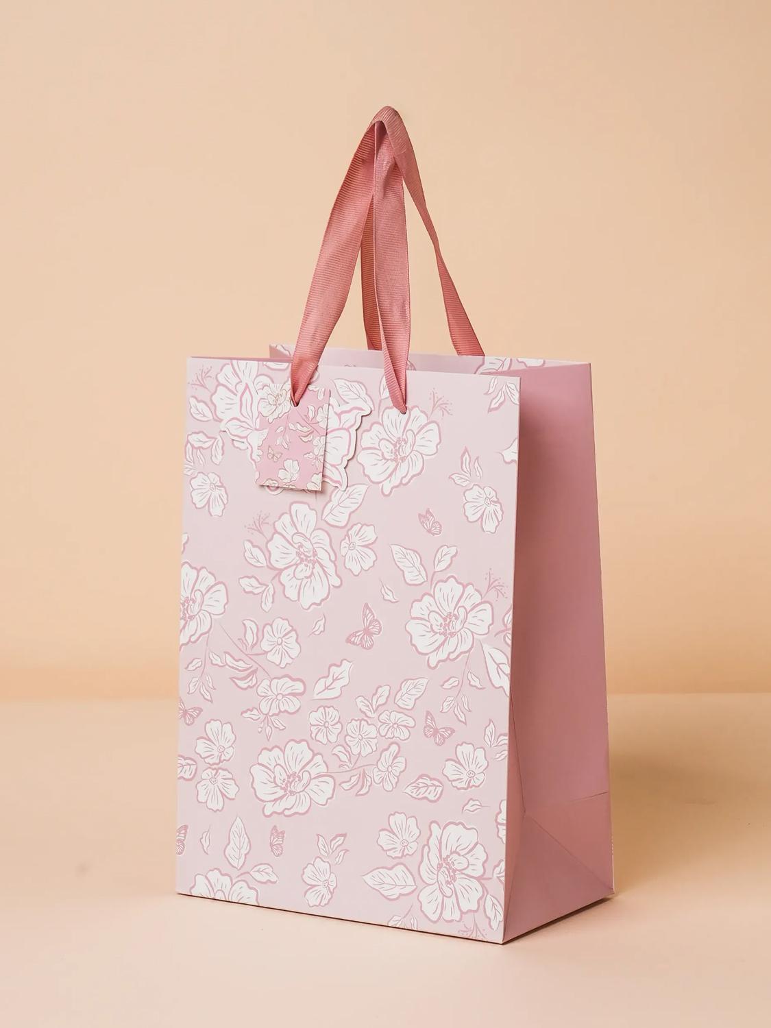 Red flower shopping bag vertical