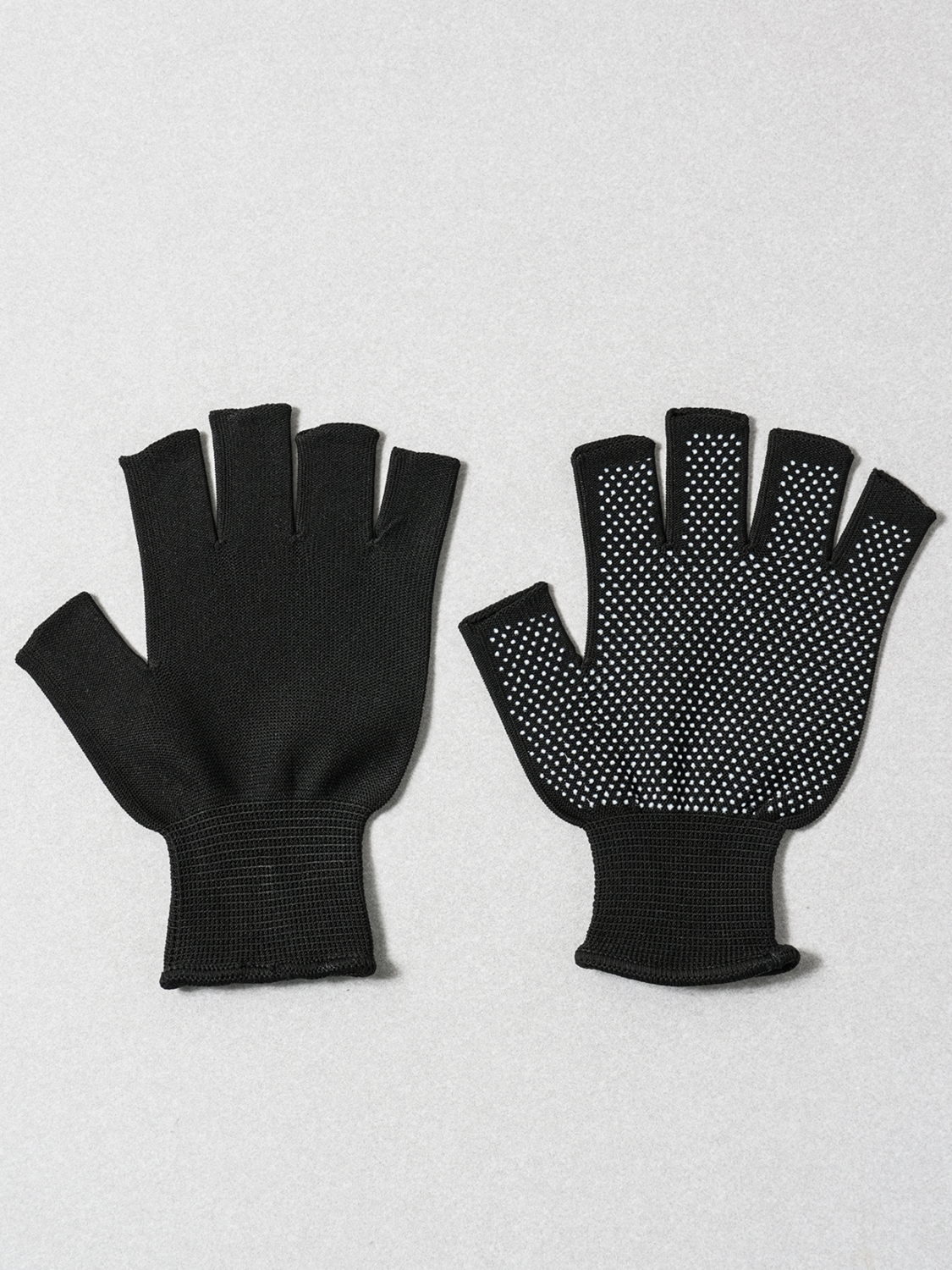 2 pairs of non-slip half gloves, black M~L