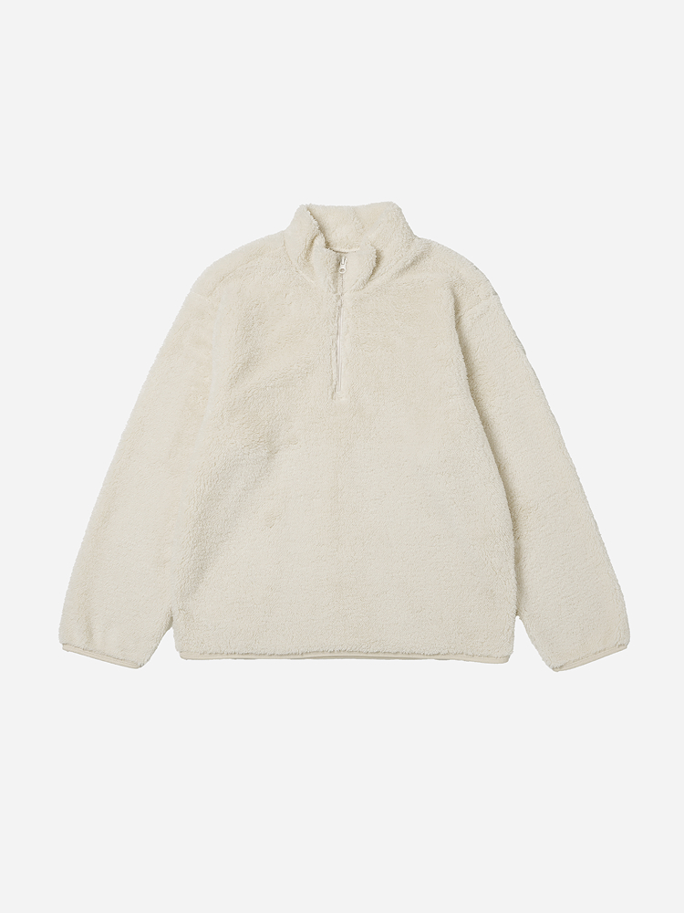 [Common] Fluffy Long Sleeve Fleece Half Zip Up S Ivory