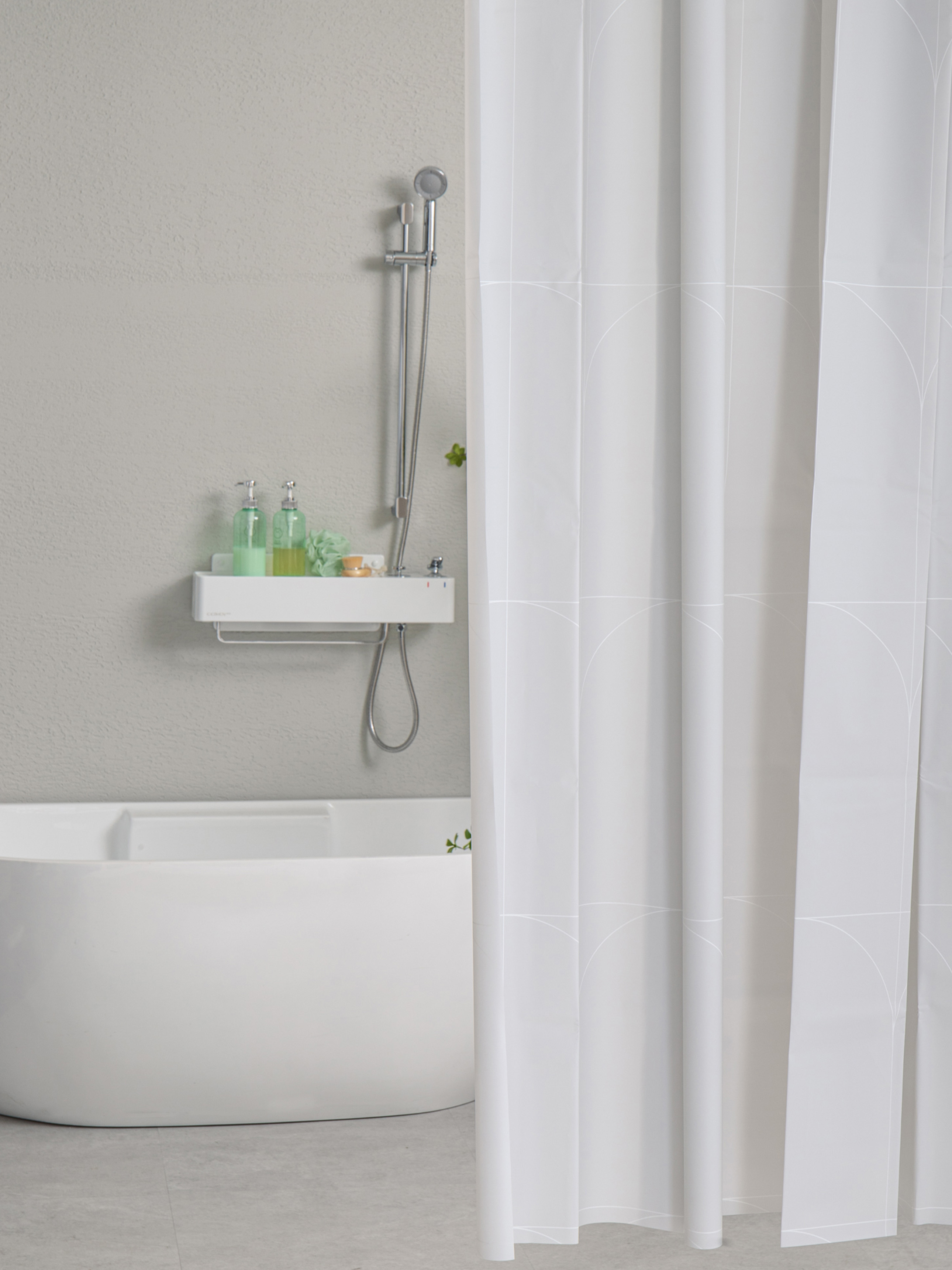 window design shower curtain gray