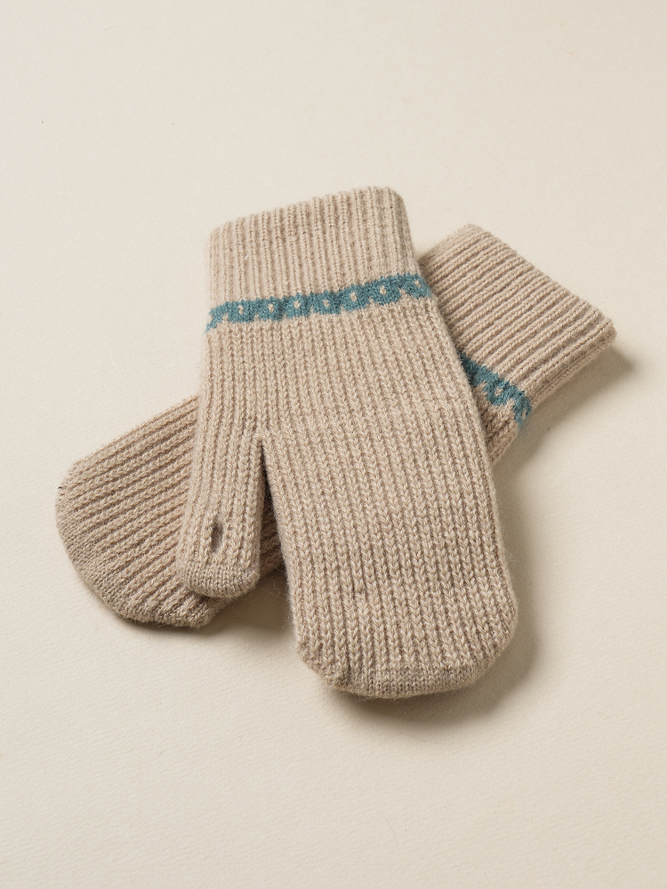 Son Moa Line Gloves Ivory & Mint