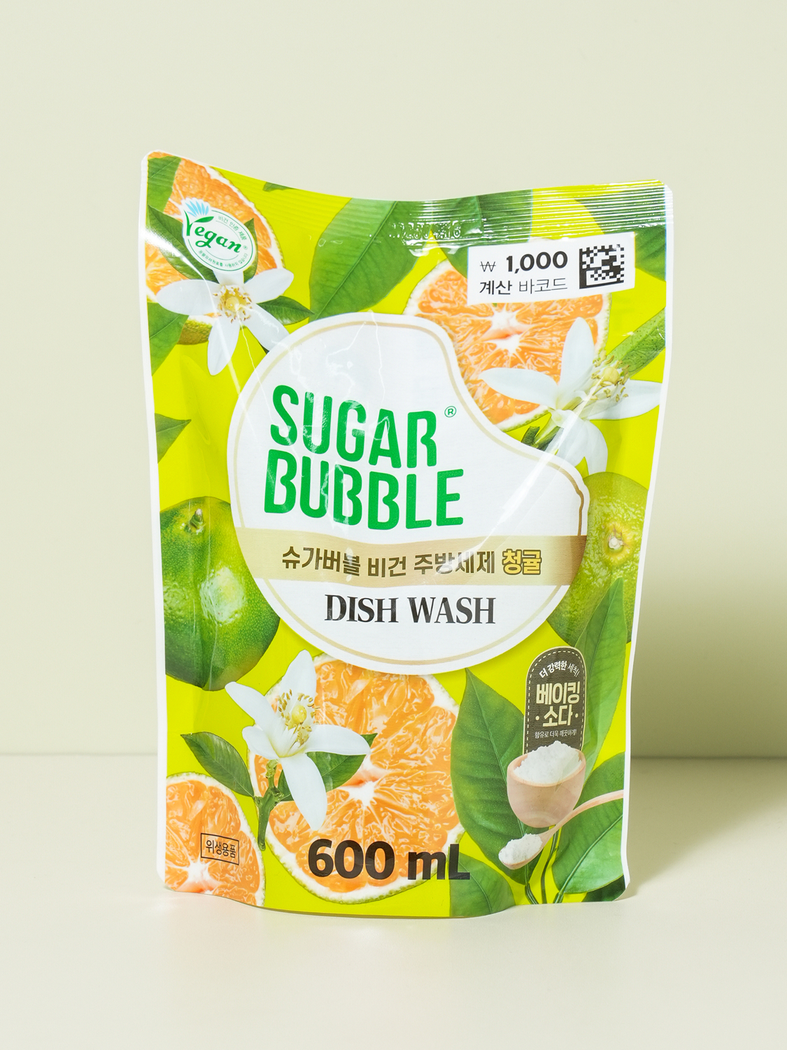 Sugar Bubble Vegan Refill Type Kitchen Detergent 600 ml Green Tangerine Fragrance