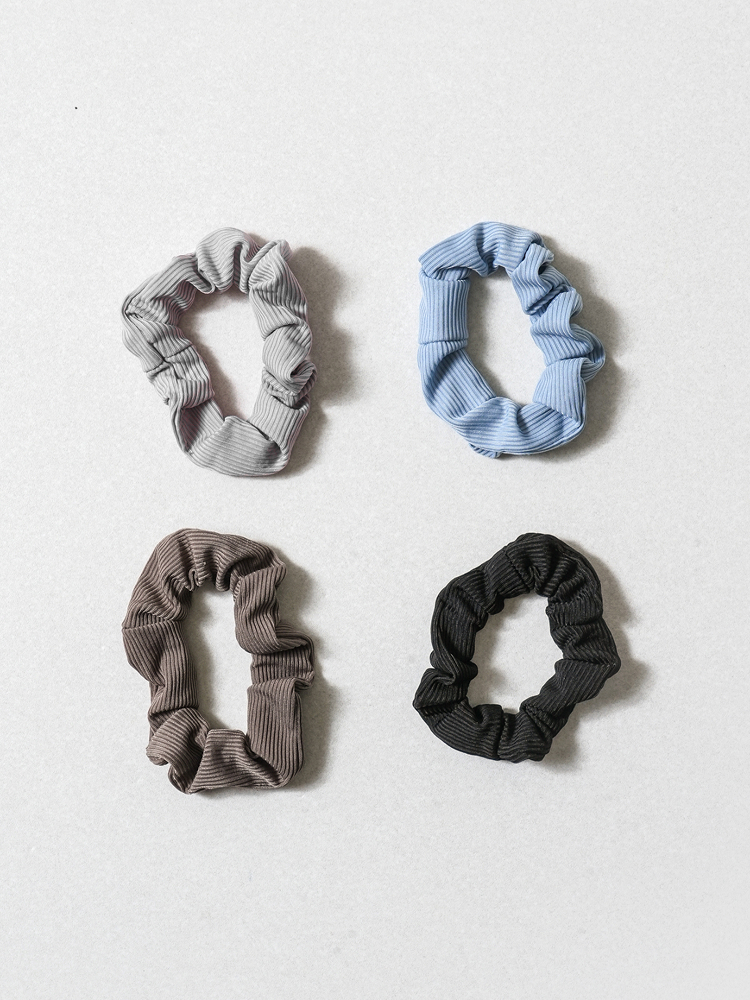 4 solid color mini tripe hair ties
