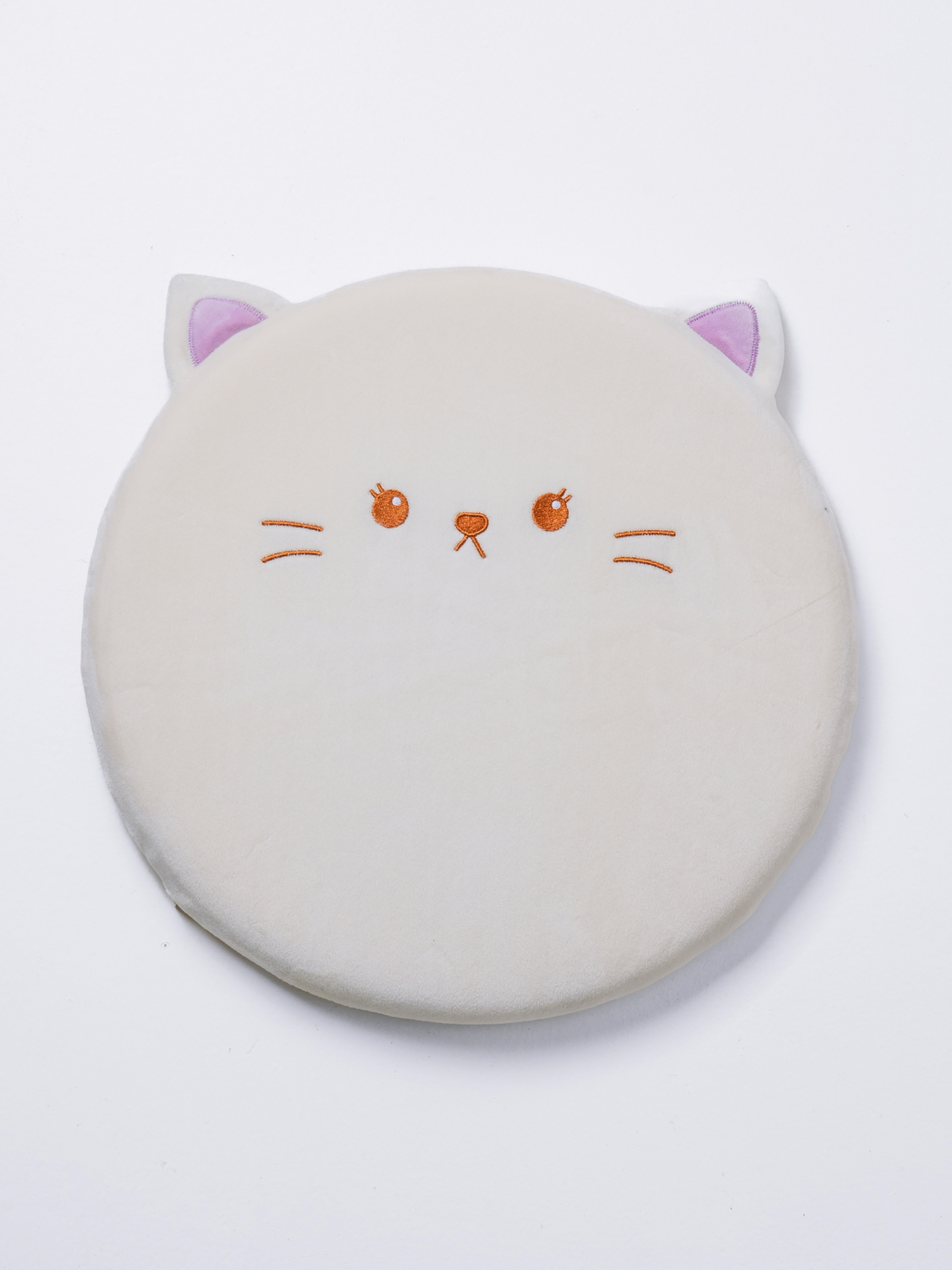 Round memory foam cushion with ears 40 cm ivory