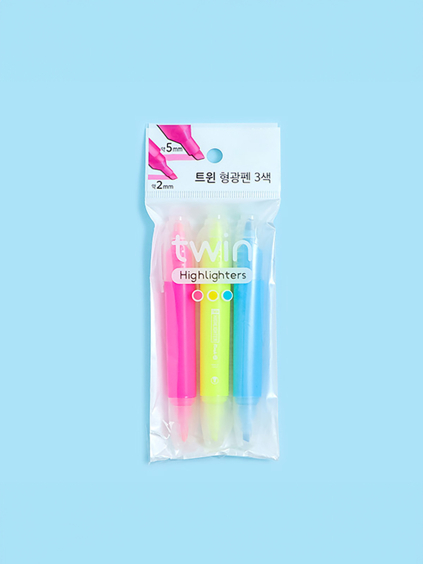 Thick twin highlighter 3 pieces 5mm/2mm