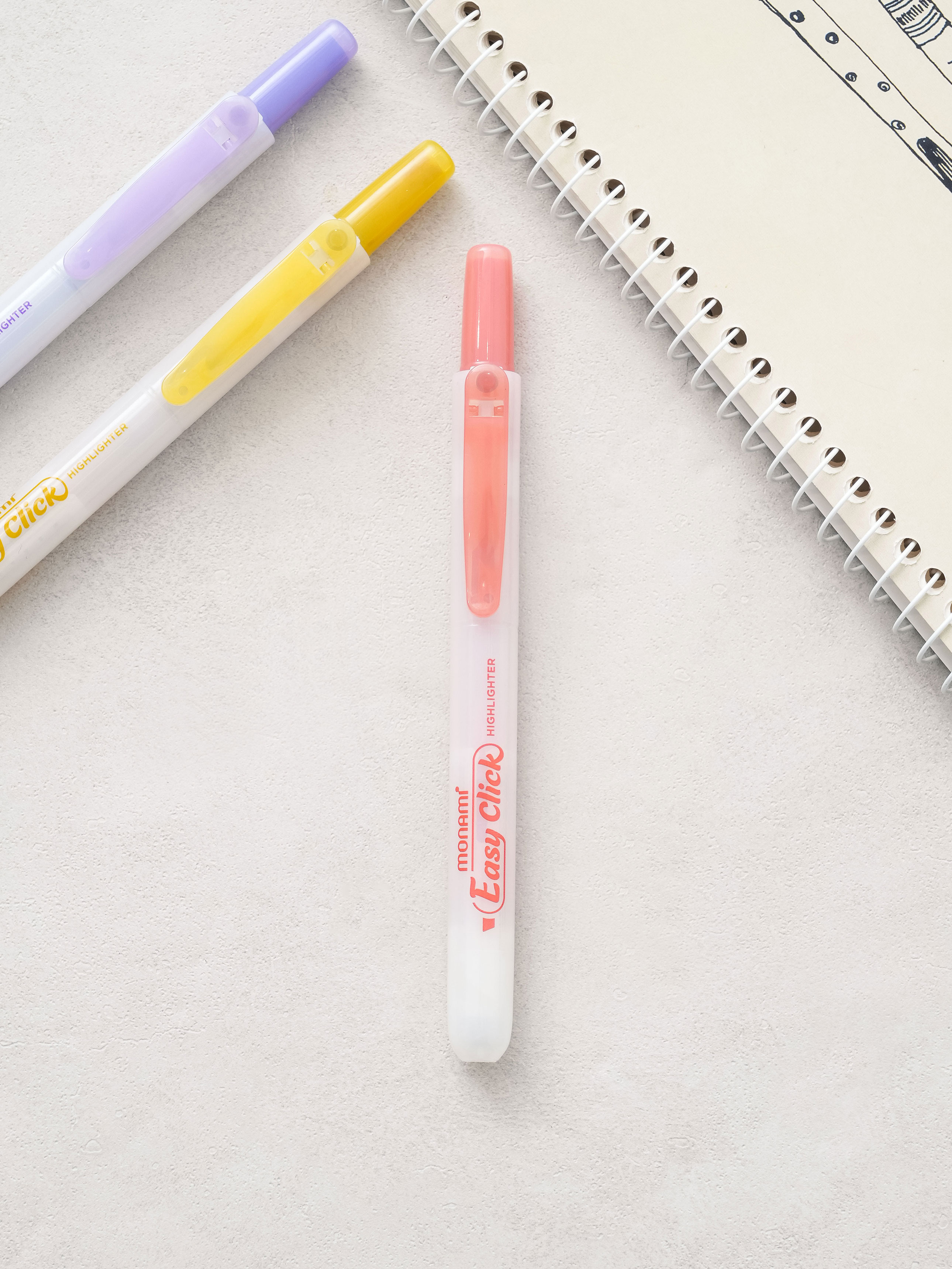 Monami Easy Click Highlighter Peach Pink