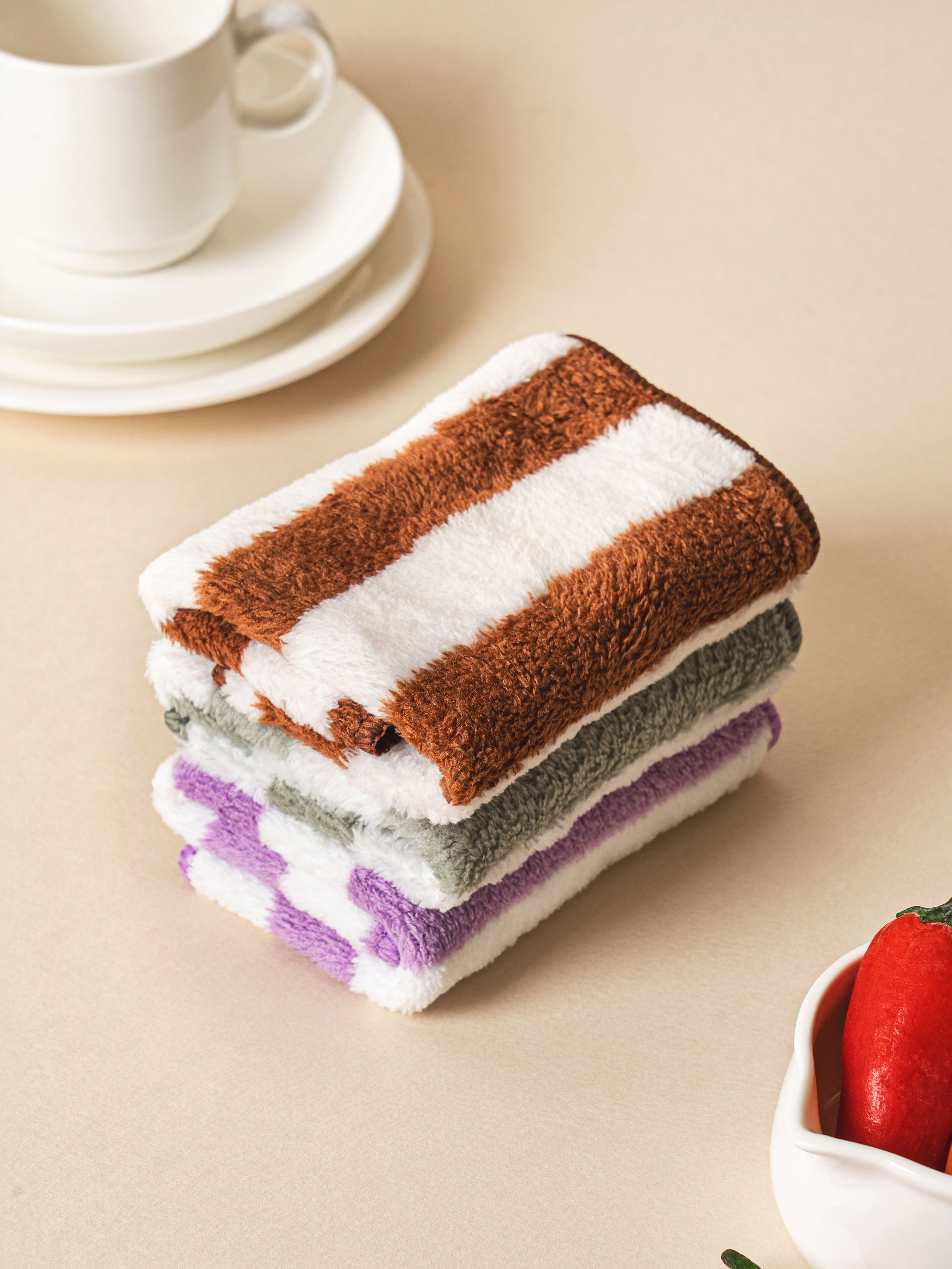 3 design dishcloths