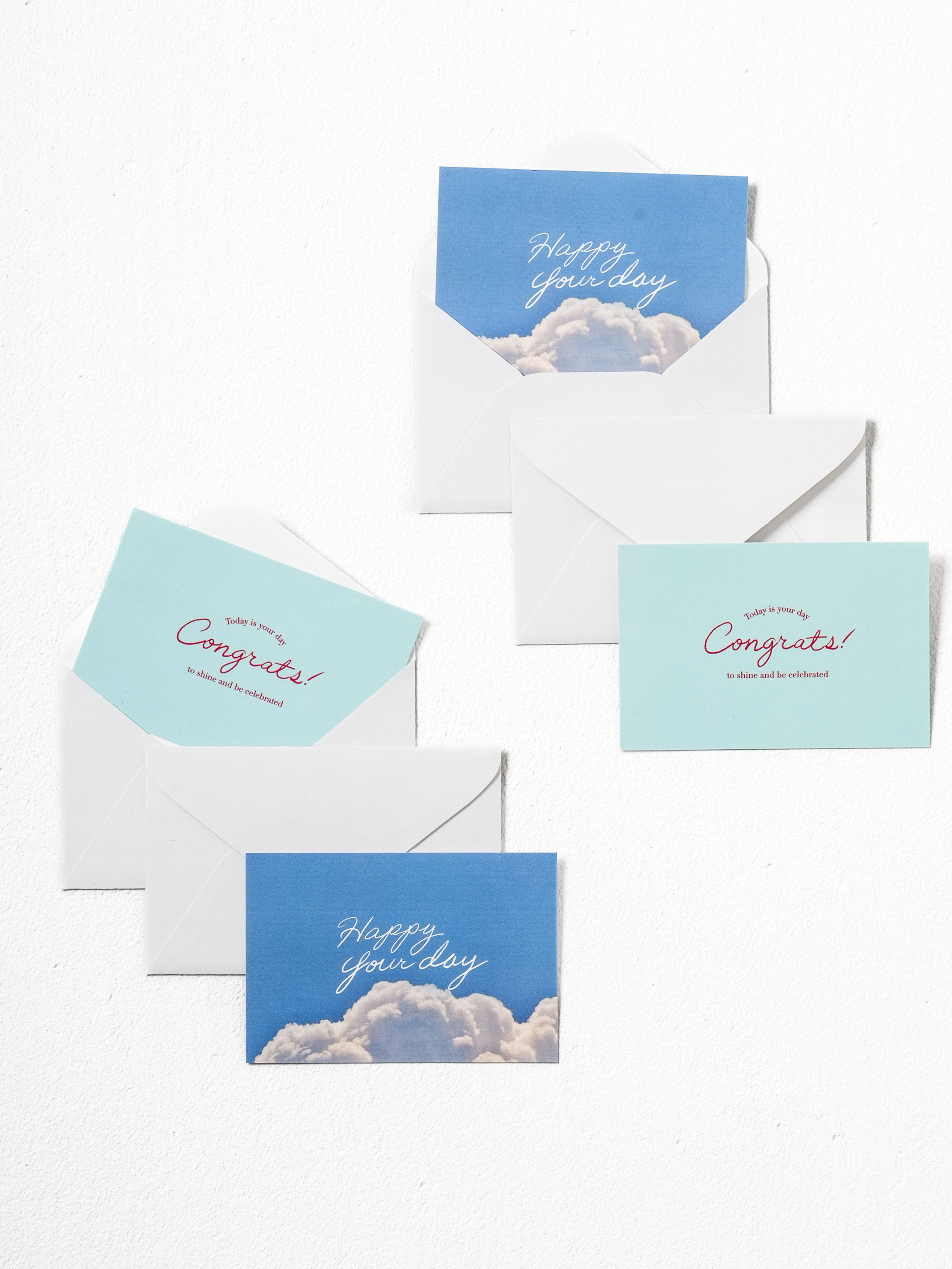 4 mini postcard cards, blue