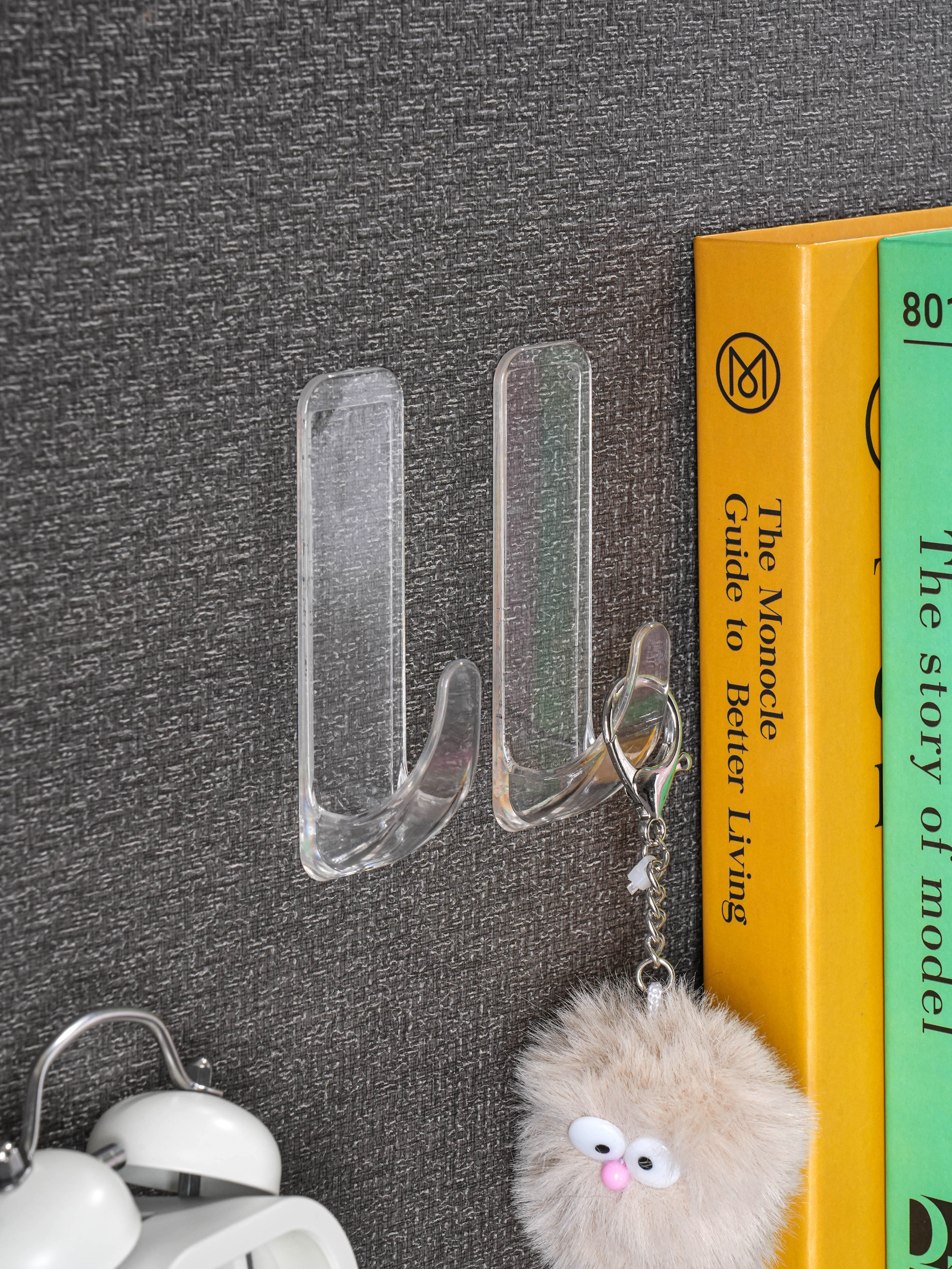 2 clear multi-purpose hooks included