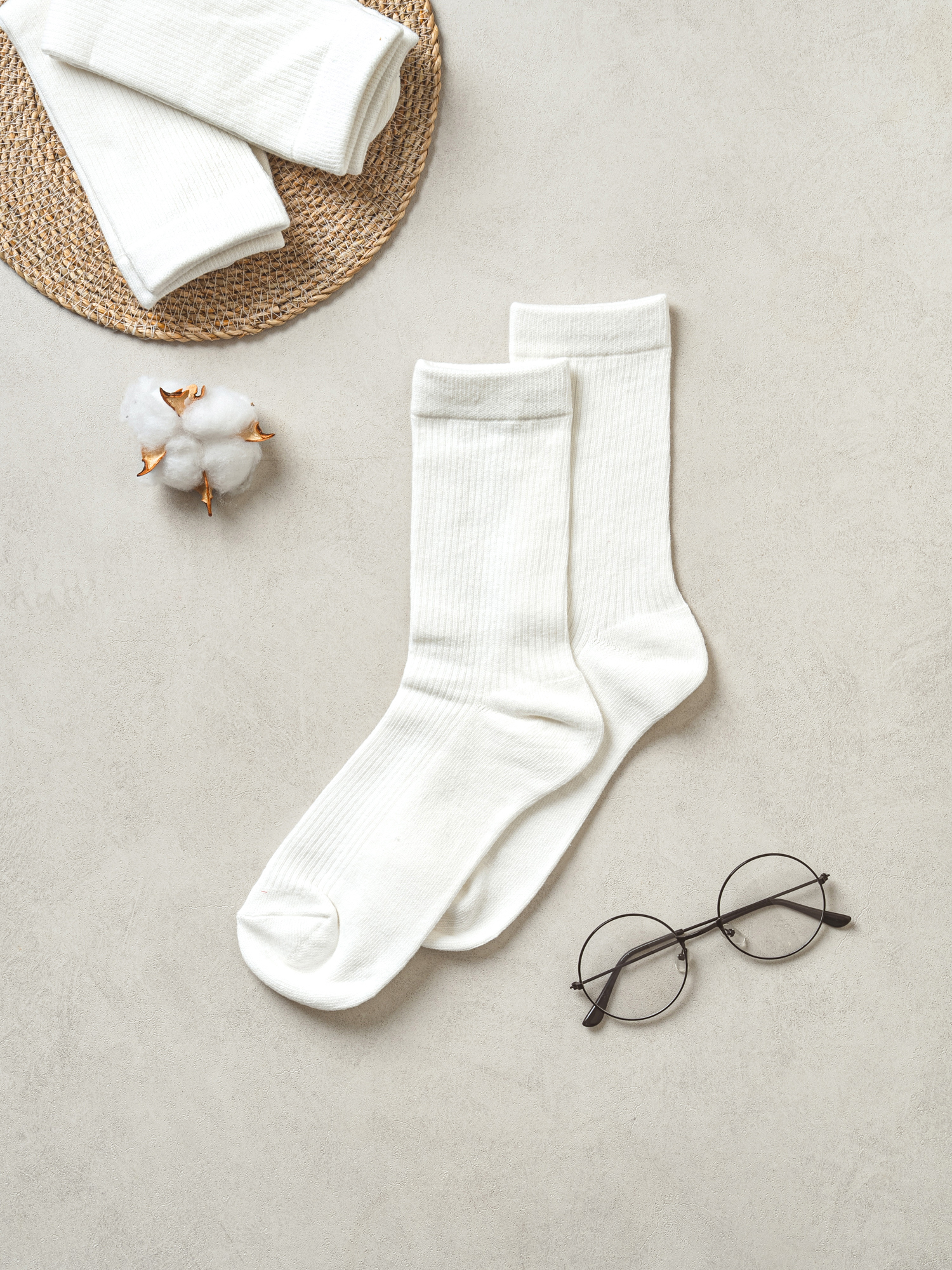 Monfoot Men's Long Tree Socks Set of 3 White
