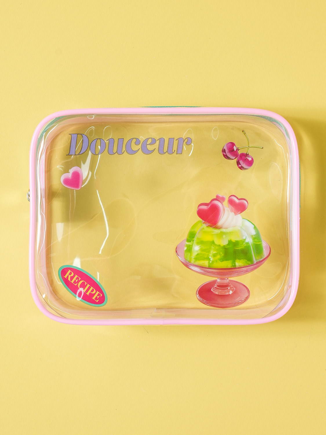Pudding transparent pouch medium pink