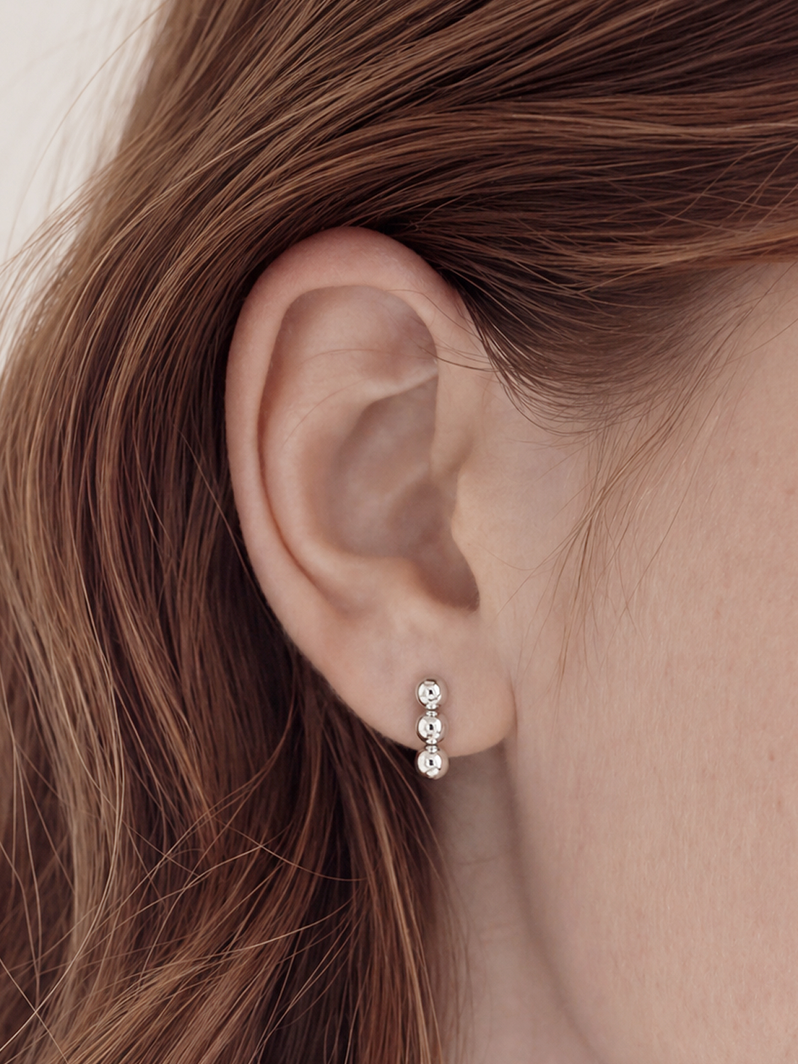 Soyyu silver bead straight earrings