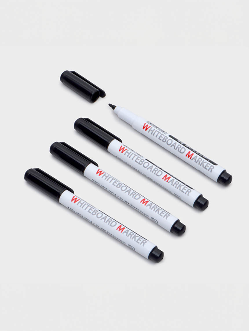 4 fine brush board markers black