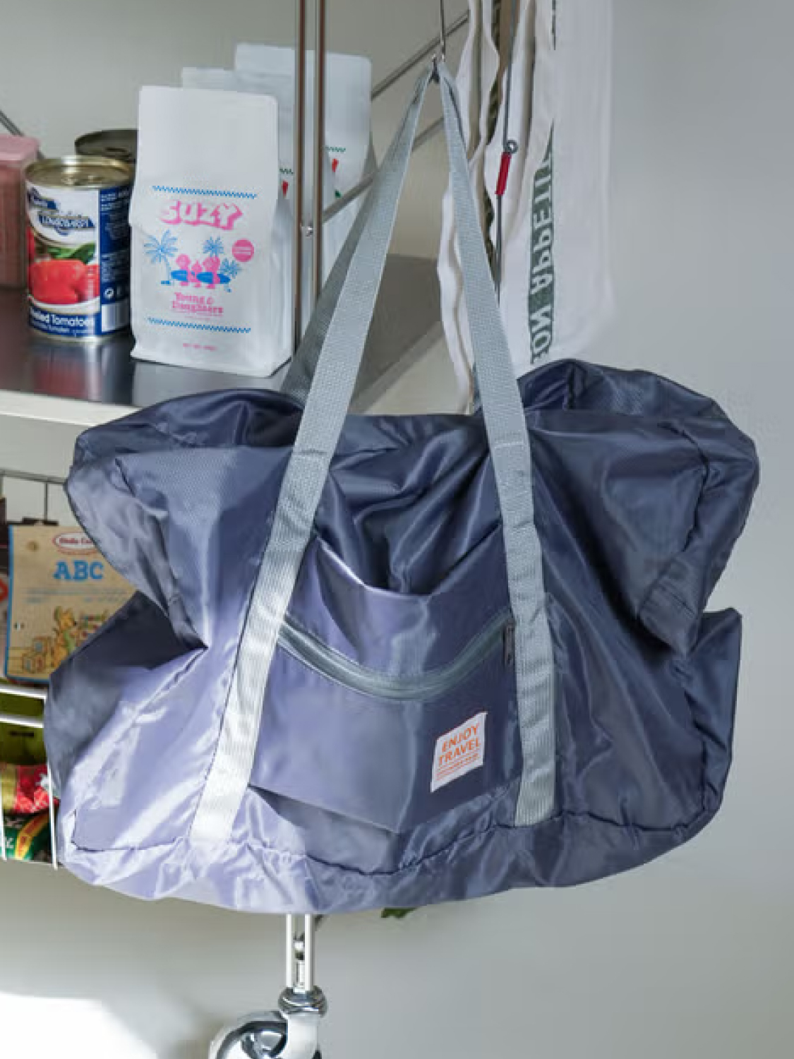 Travel foldable auxiliary bag deep gray