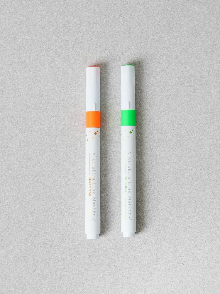 Twinkle Glitter Highlighter Pen 2pcs Orange & Green