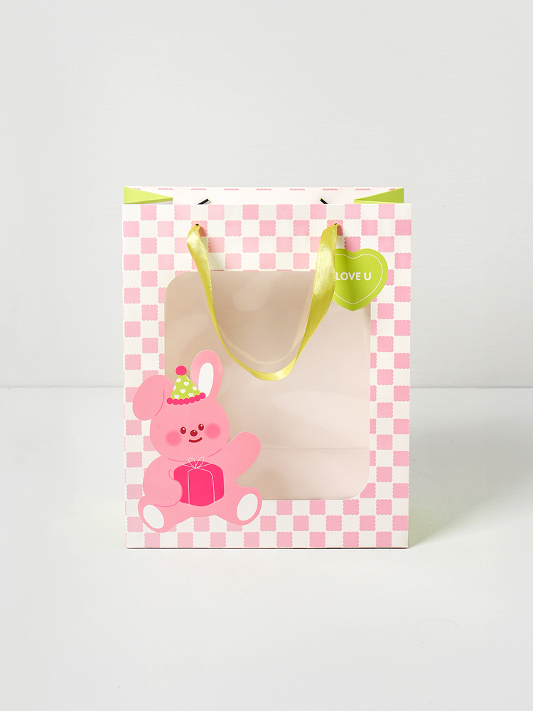 Transparent window lovely shopping bag pink