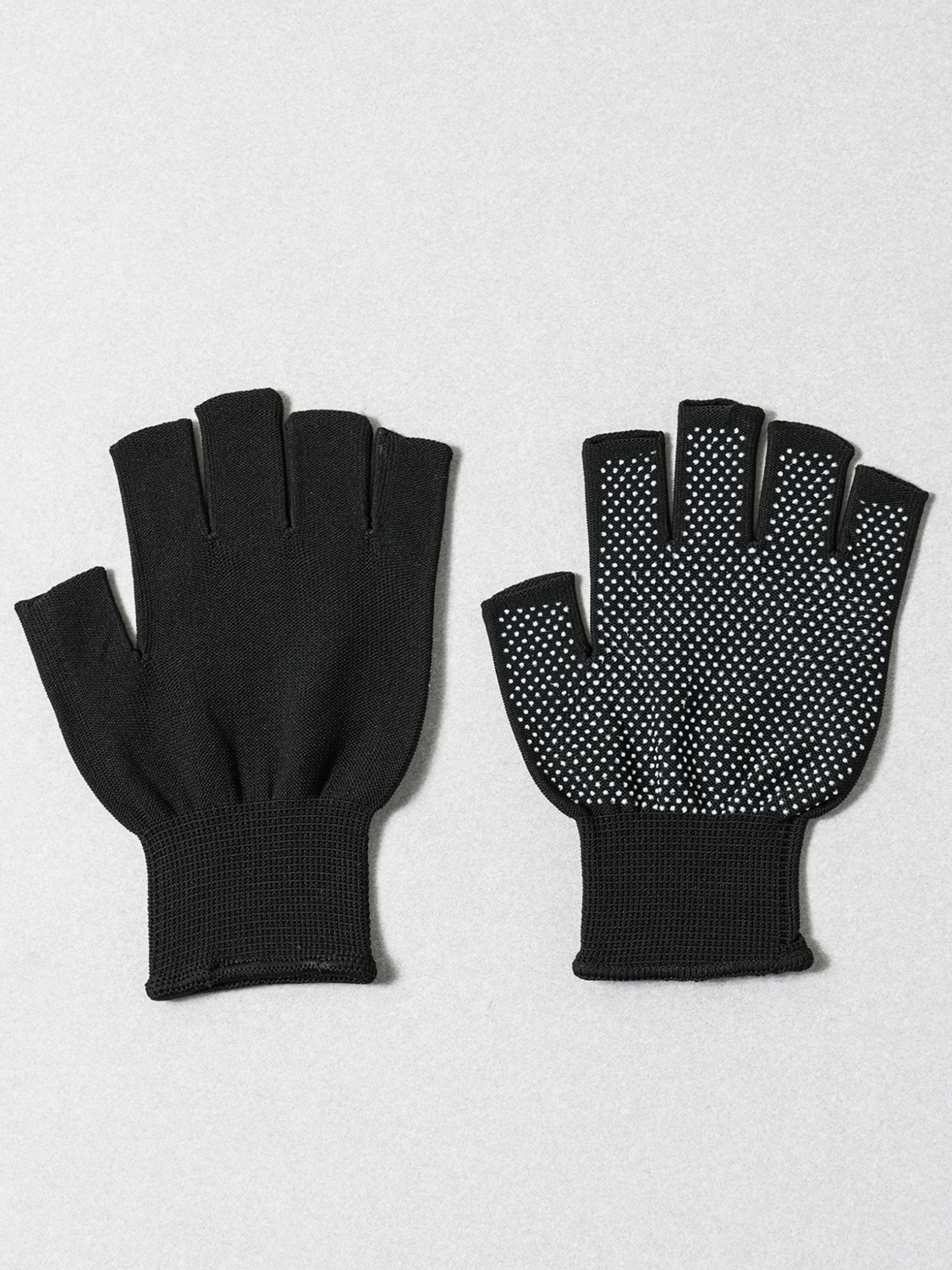 2 pairs of non-slip half gloves, black S~M