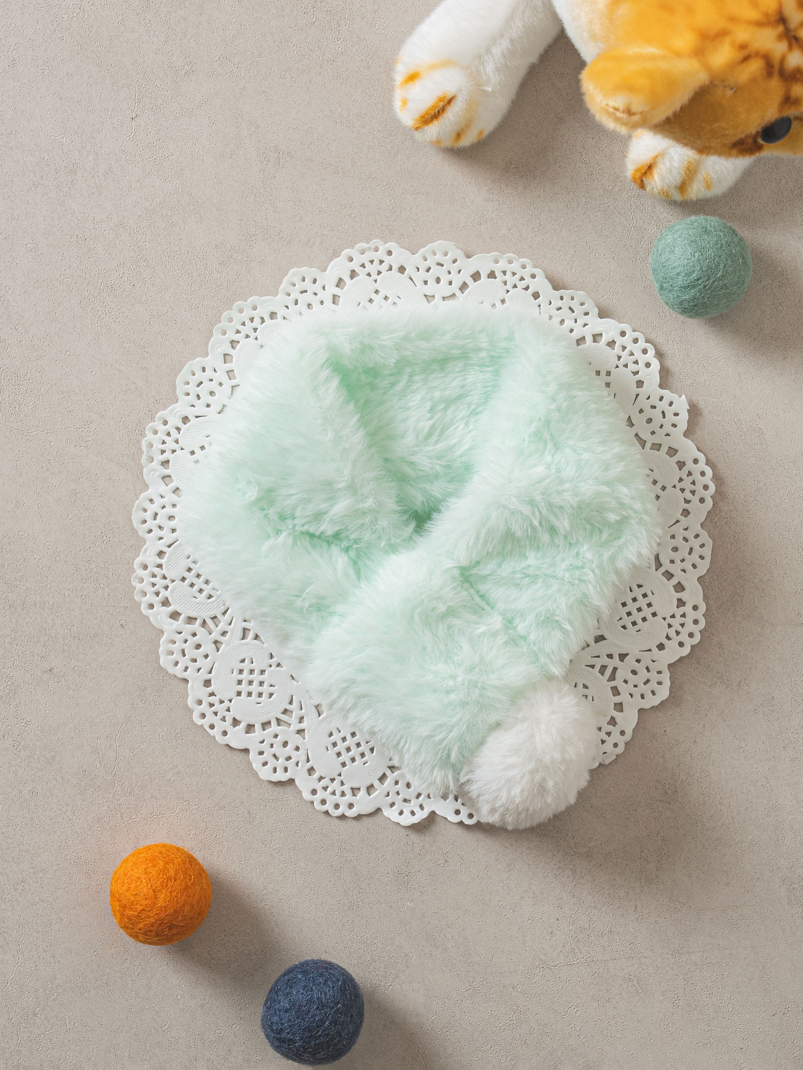 [Pet] Pom Pom Fur Scarf Mint
