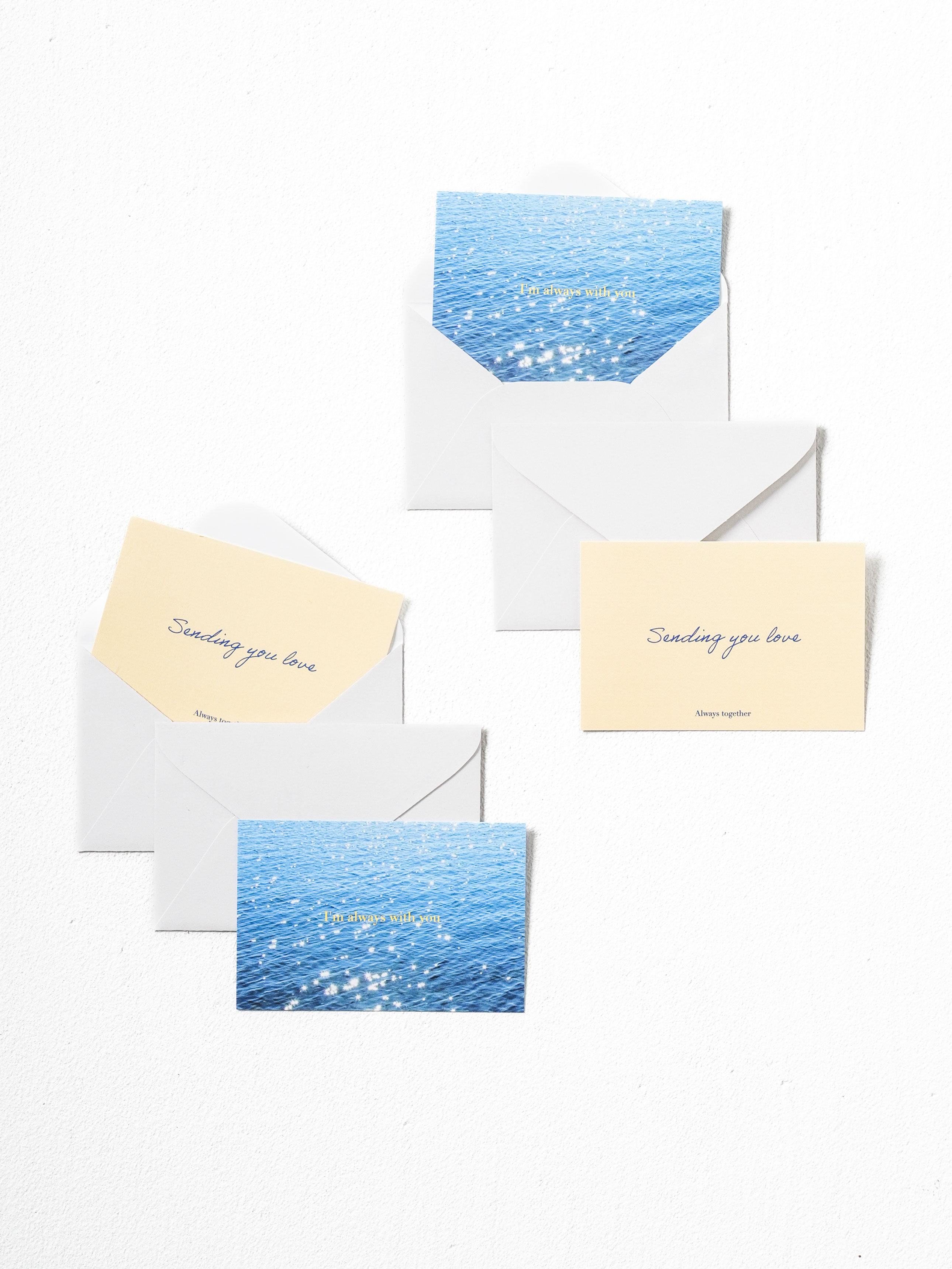 4 mini postcard cards, beige