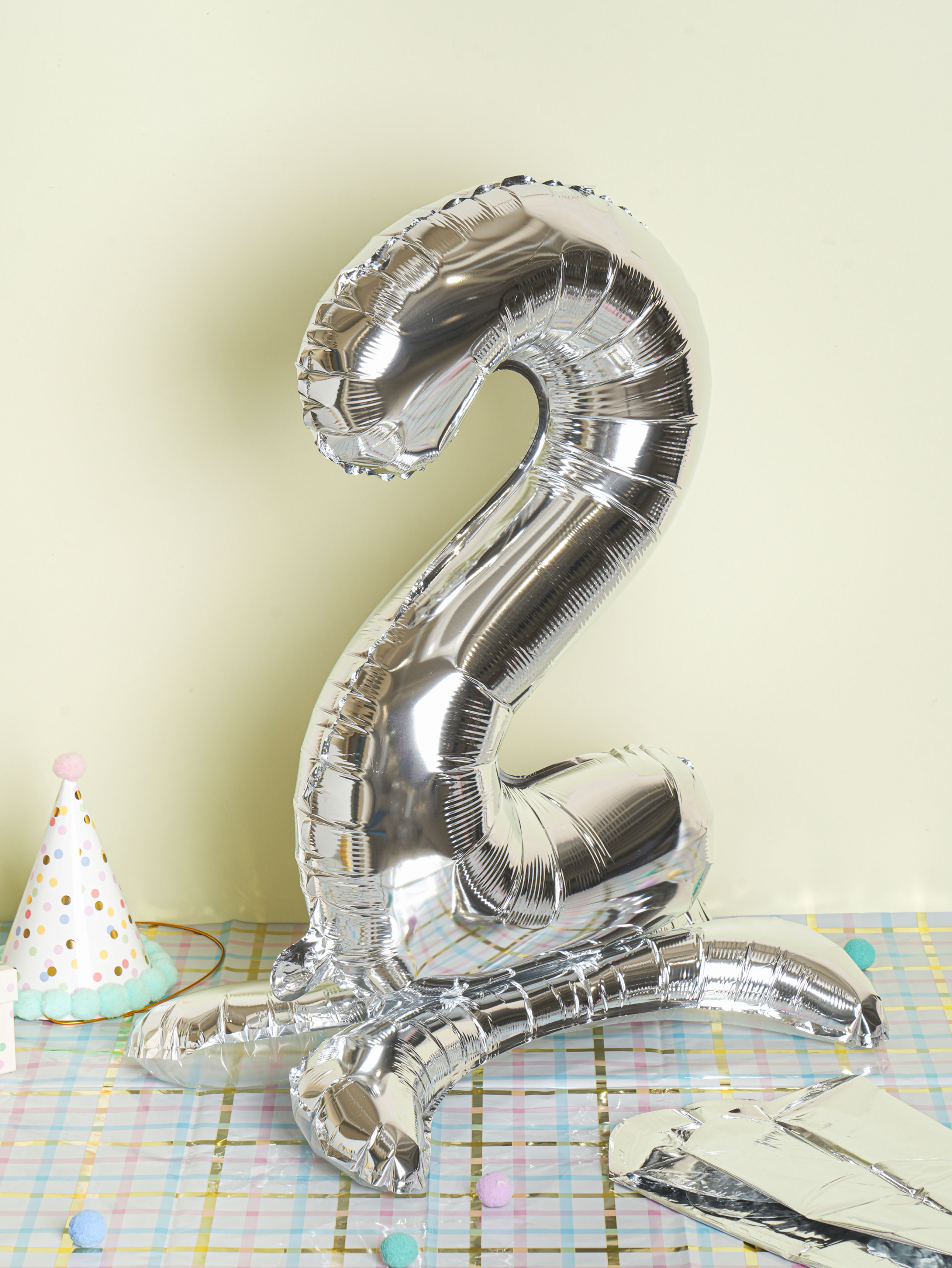 Silver Metallic Standing Number Balloon 2